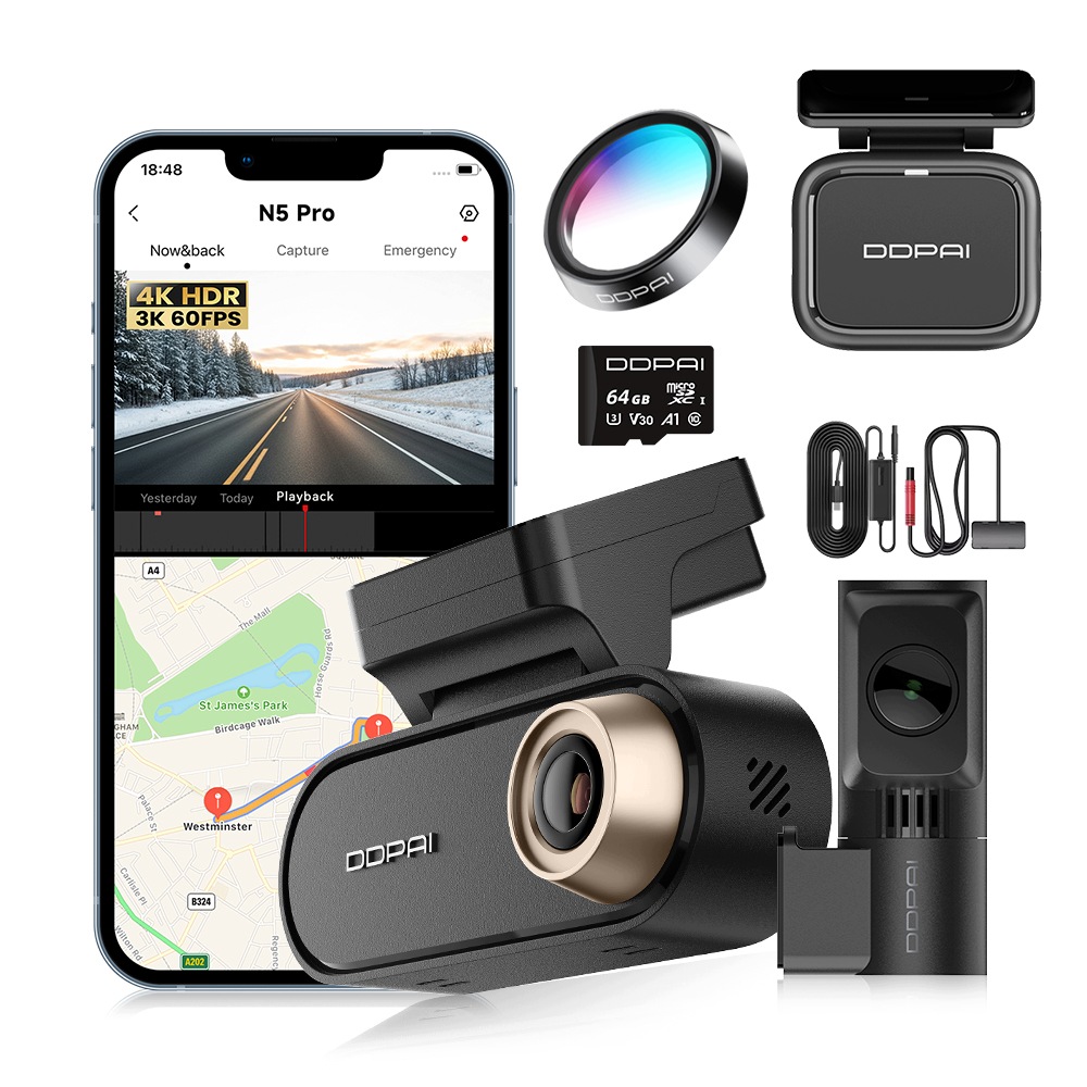 Videorekordér Ddpai N5 Pro Automobilová 4K Hdr+ Zadní Radar 64GB