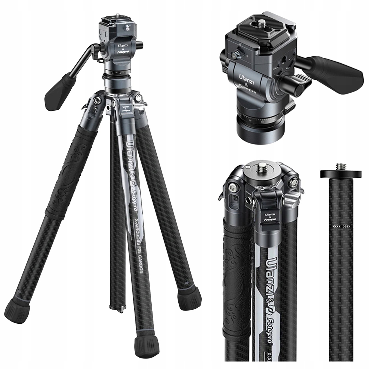 Kompaktní lehký karbonový stativ Ulanzi X-Aircross F38 s videohlavou