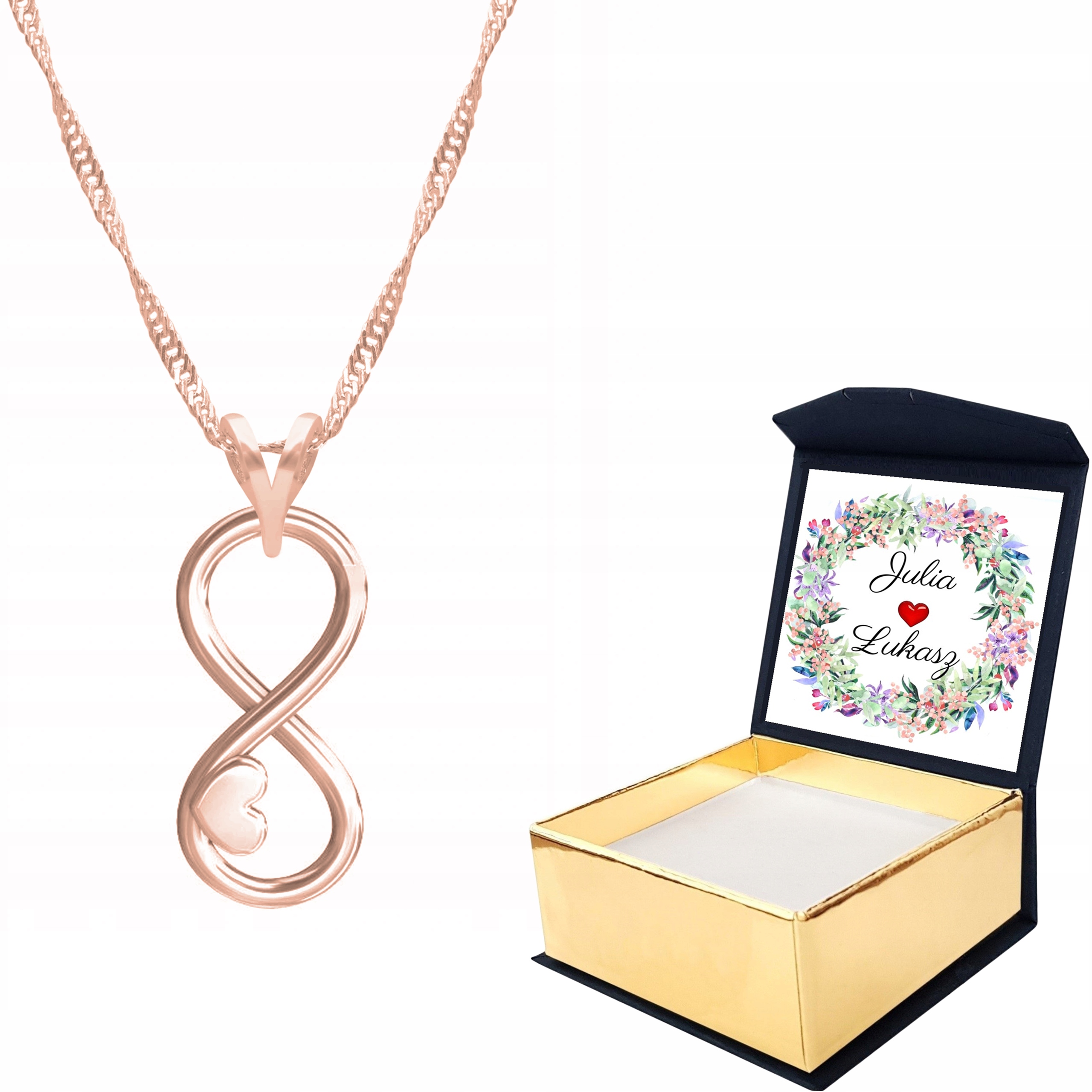 Náhrdelník růžové zlato Nekonečno Vlastní Potisk