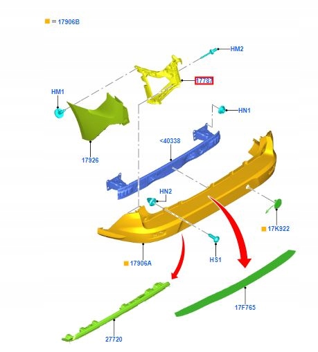 SLIZG ZDERZAKA TYLNY LEWY TOURNEO CONNECT 2013 Installation side Rear