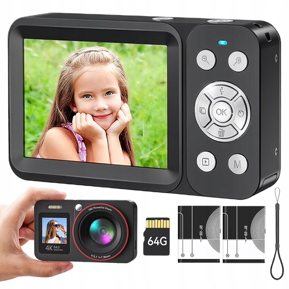 Digitální Kompaktní Fotoaparát 4K 64MP Sériové Snímání Automatický Záznam