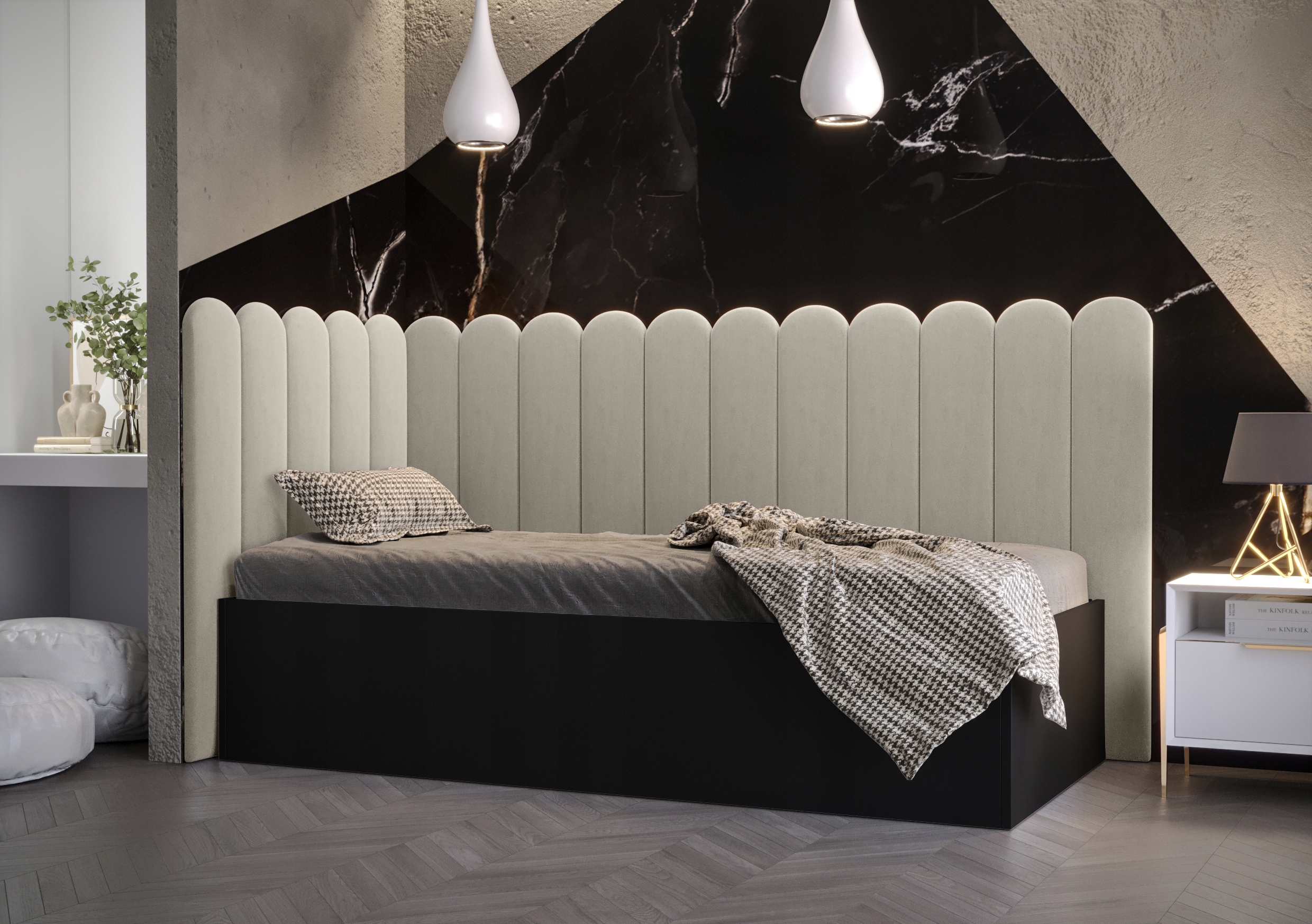 Łóżko młodzieżowe pojedyncze panele 90x200 czarny Kod producenta SOFIE