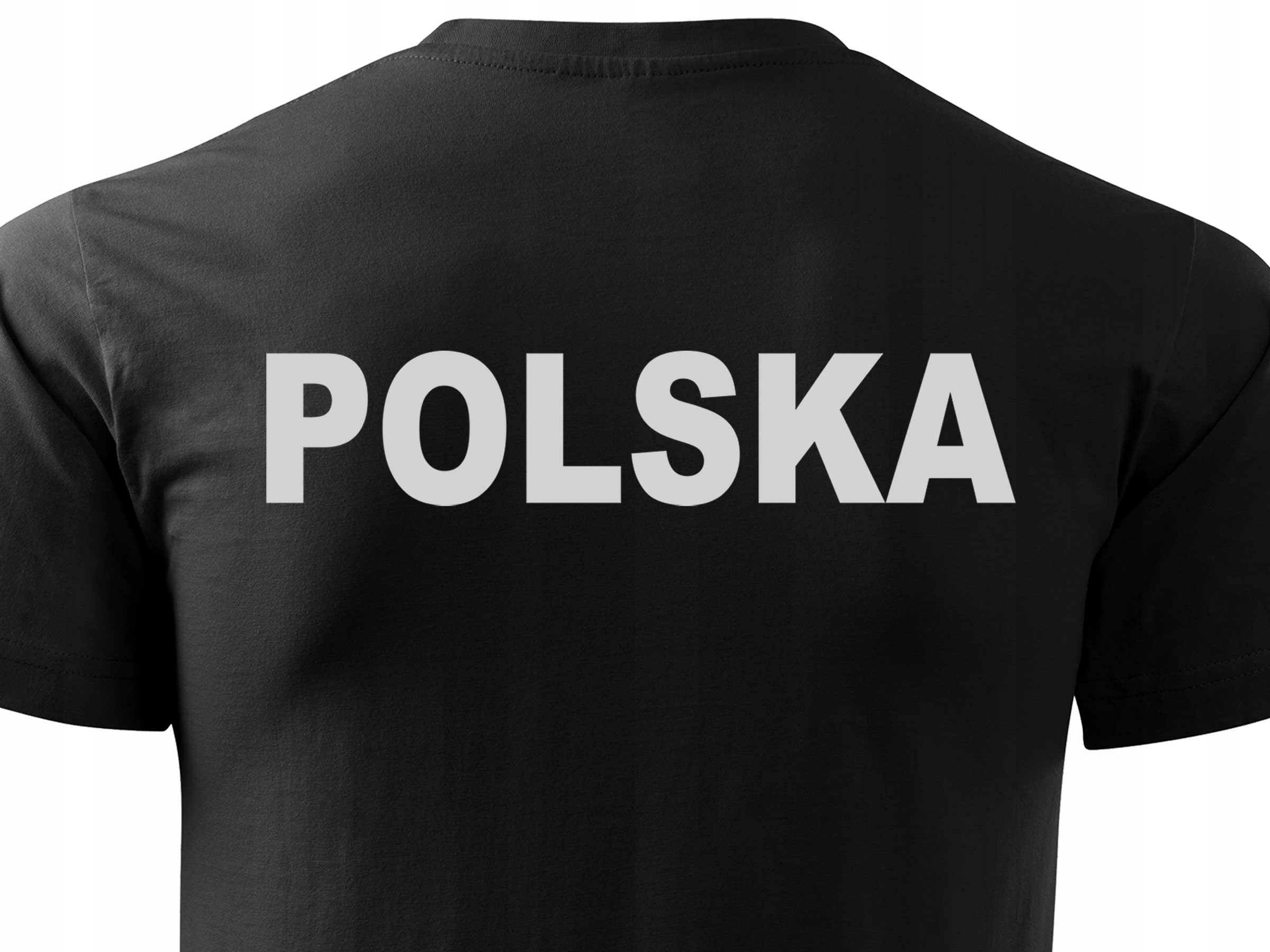 

Koszulka Czarna T-shirt Nadruk Odblaskowy Polska
