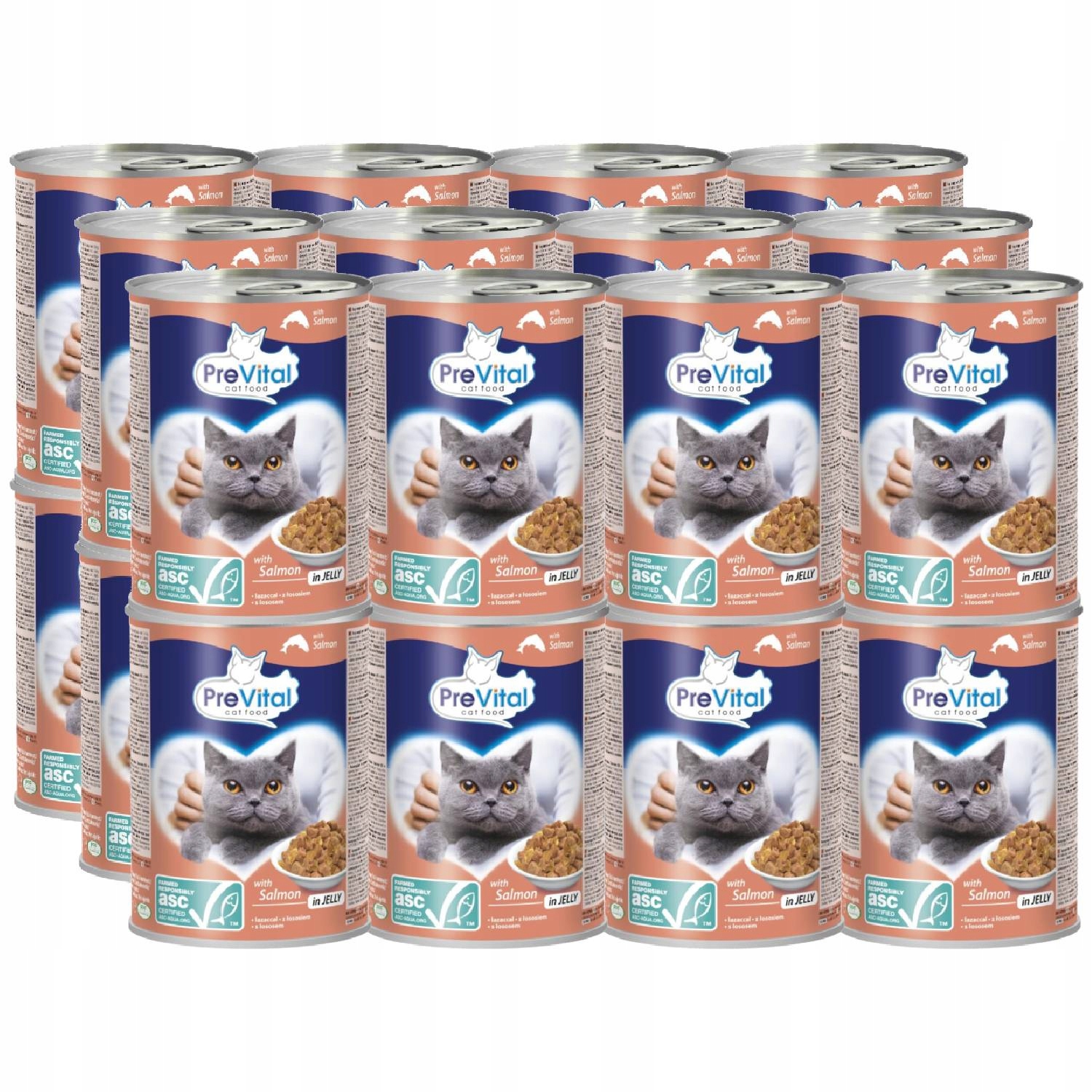 Levně Prevital Mokré Krmivo Pro Kočky Plechovka Sada 24X415 G S Lososem V Želé