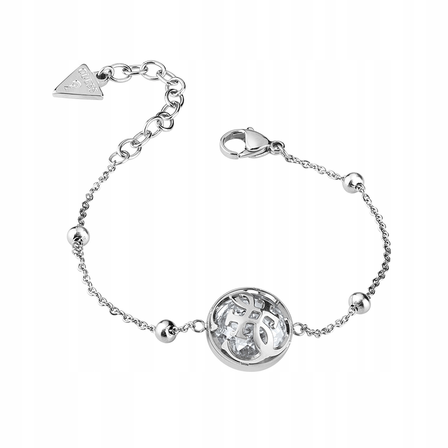 Dámský stříbrný náramek Guess zirkon, kolečko 20 cm