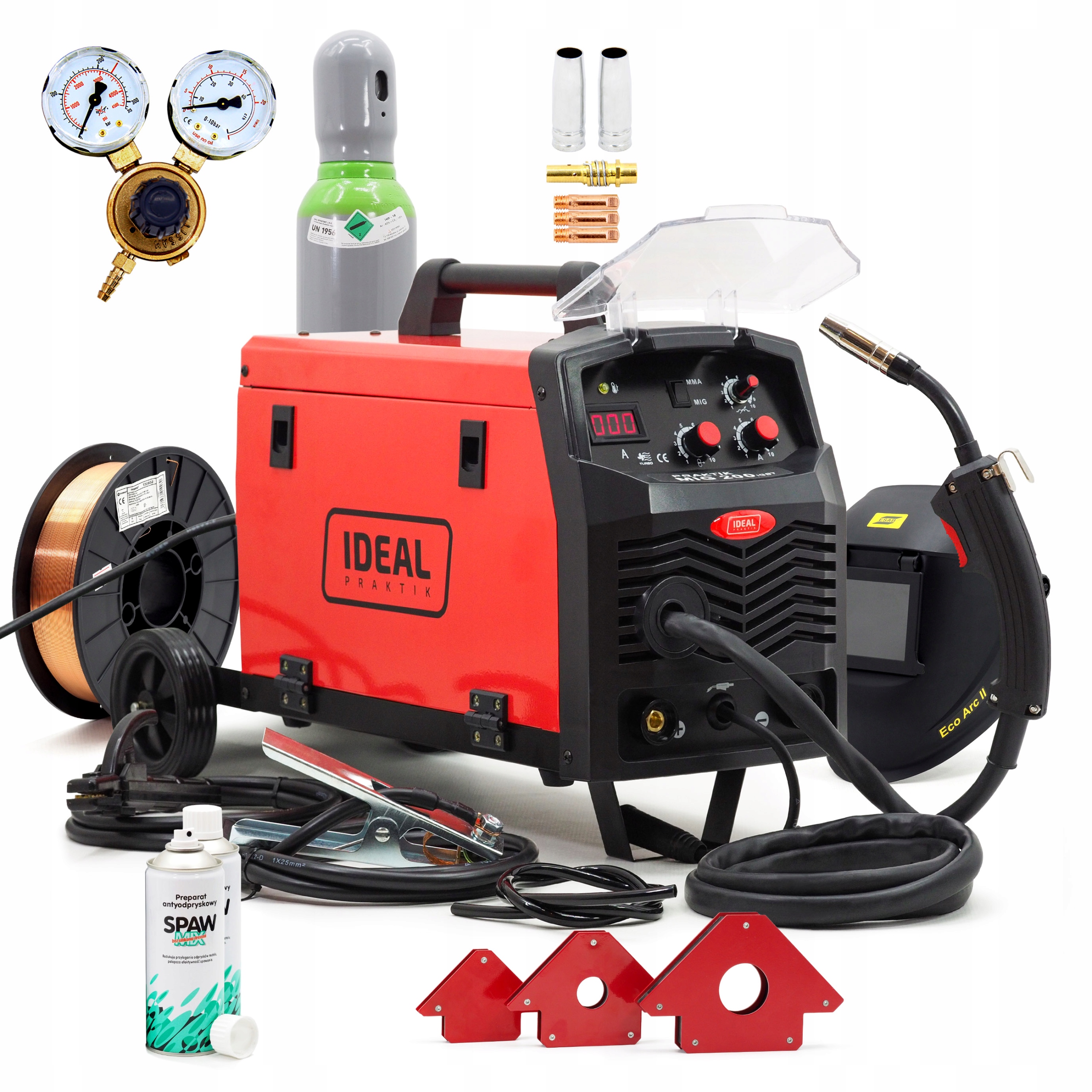 Svařovací sada Praktik Mig 200 Igbt 200A Lahev Reduktor Drát 5KG Eco-ar