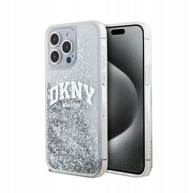 Dkny Liquid Glitter Big Logo Pouzdro pro iPhone 15 Pro (bílé)