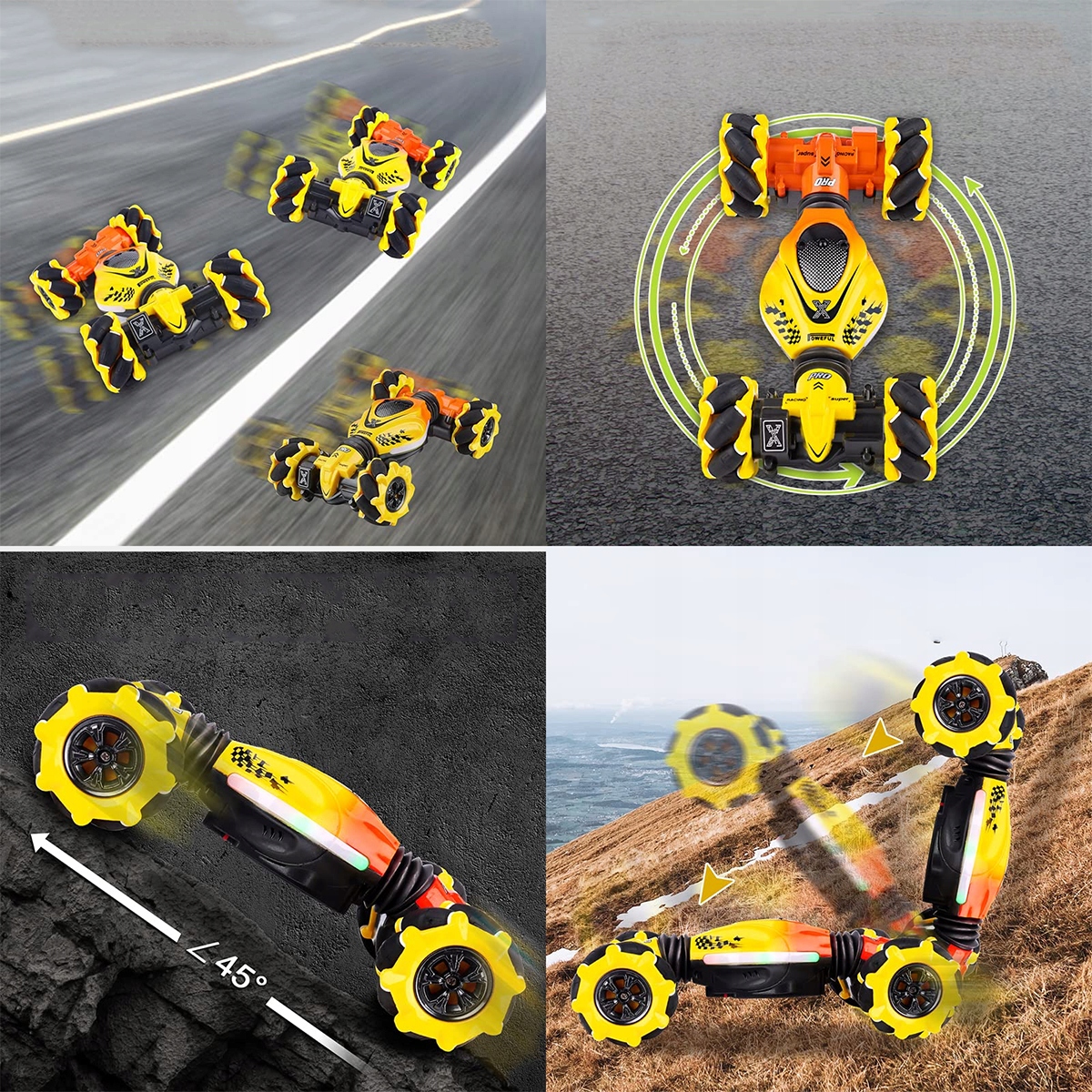 SAMOCHÓD AUTO RC ZDALNIE TERENOWY 360° MUZYKA STEROWANY GESTEM RĘKI + PILOT Materiał metal plastik