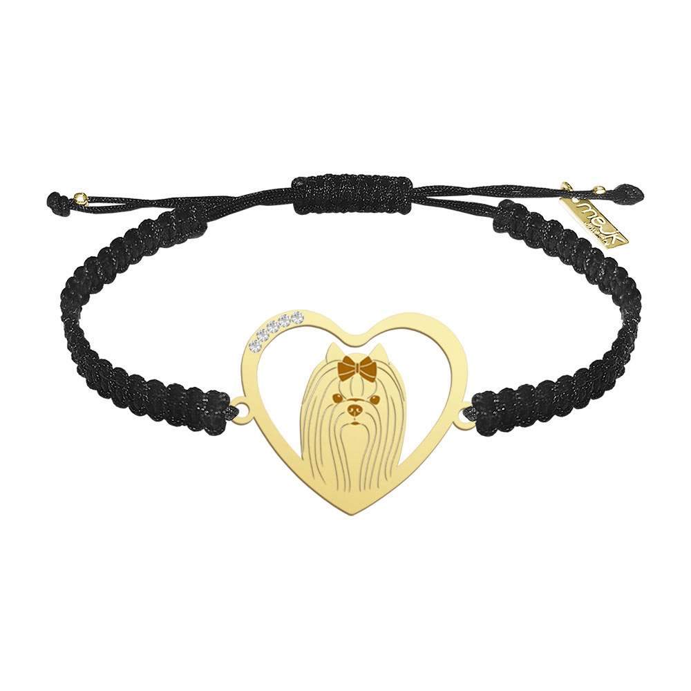 Zlatý náramek Yorkshire Terrier 925 Makramé Šperky Gravírování Bonus