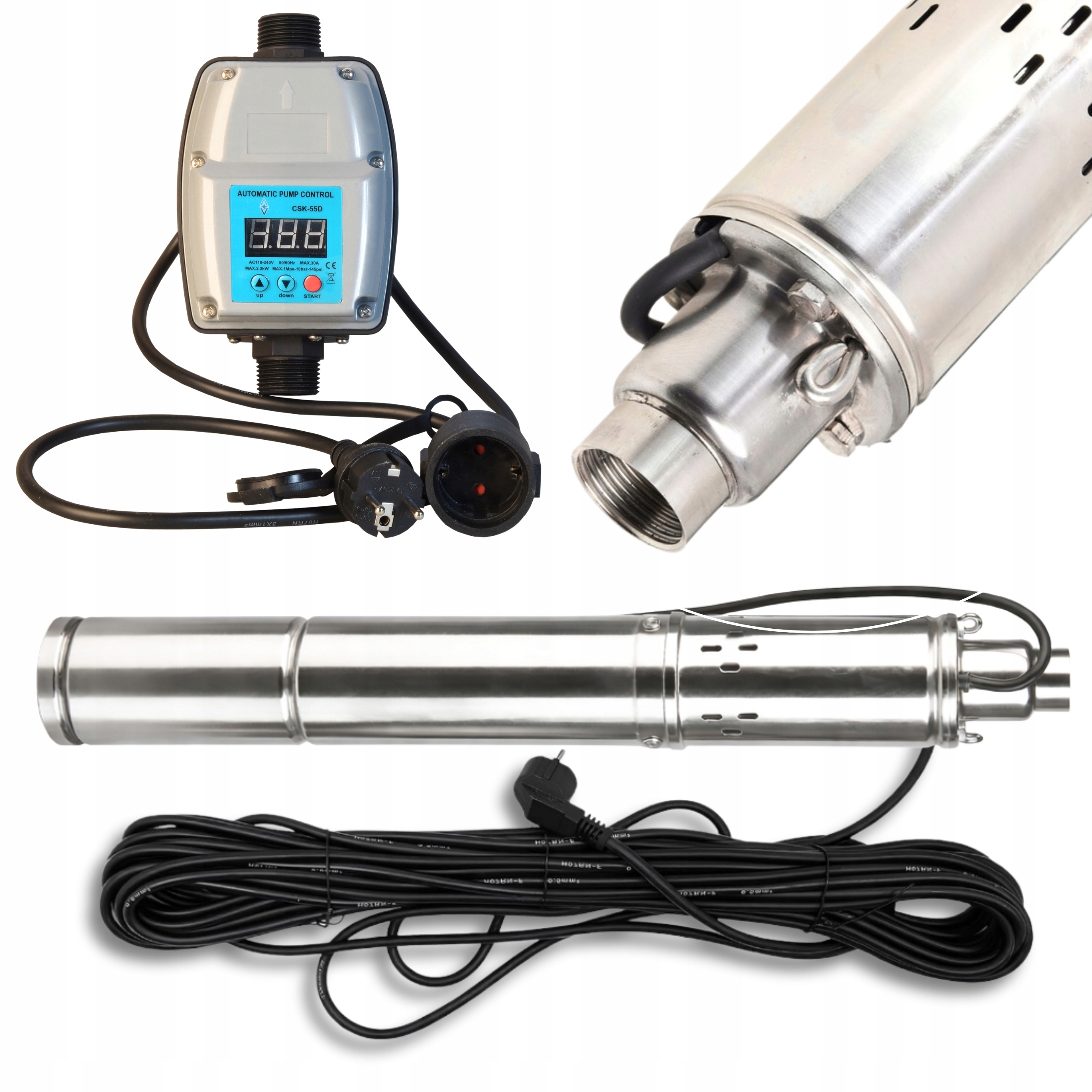 Elektrická Hlubinná Pumpa 3 Palce 1800 l/h 250 W Do Vody Ovladač CSK55D