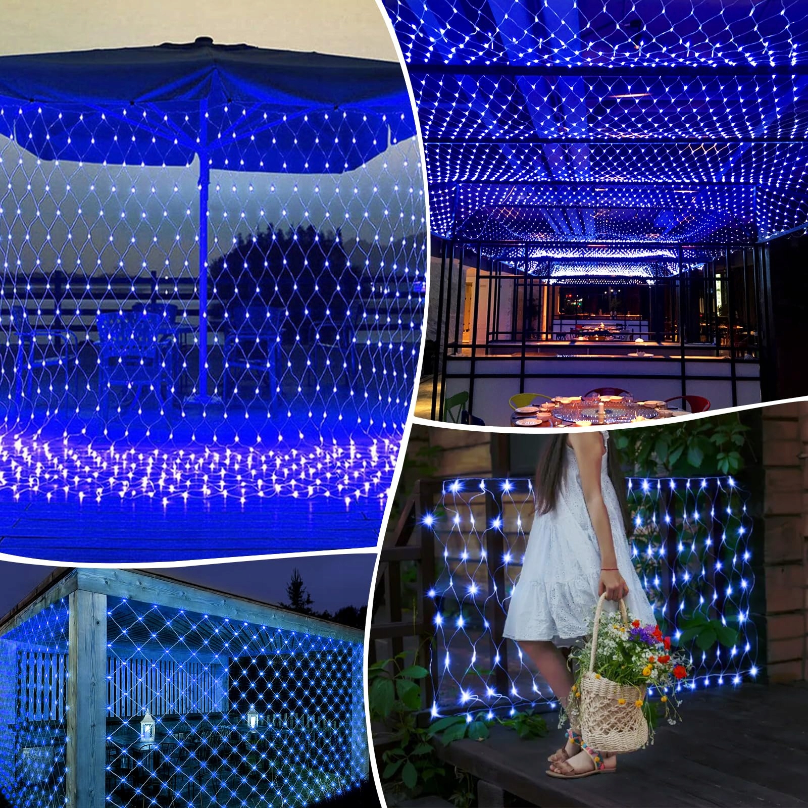 WOSKJXAS Lampki Solarne Siatka Świetlna Grilanda Ozdobna 192 LED 2x3M — miniatura 7