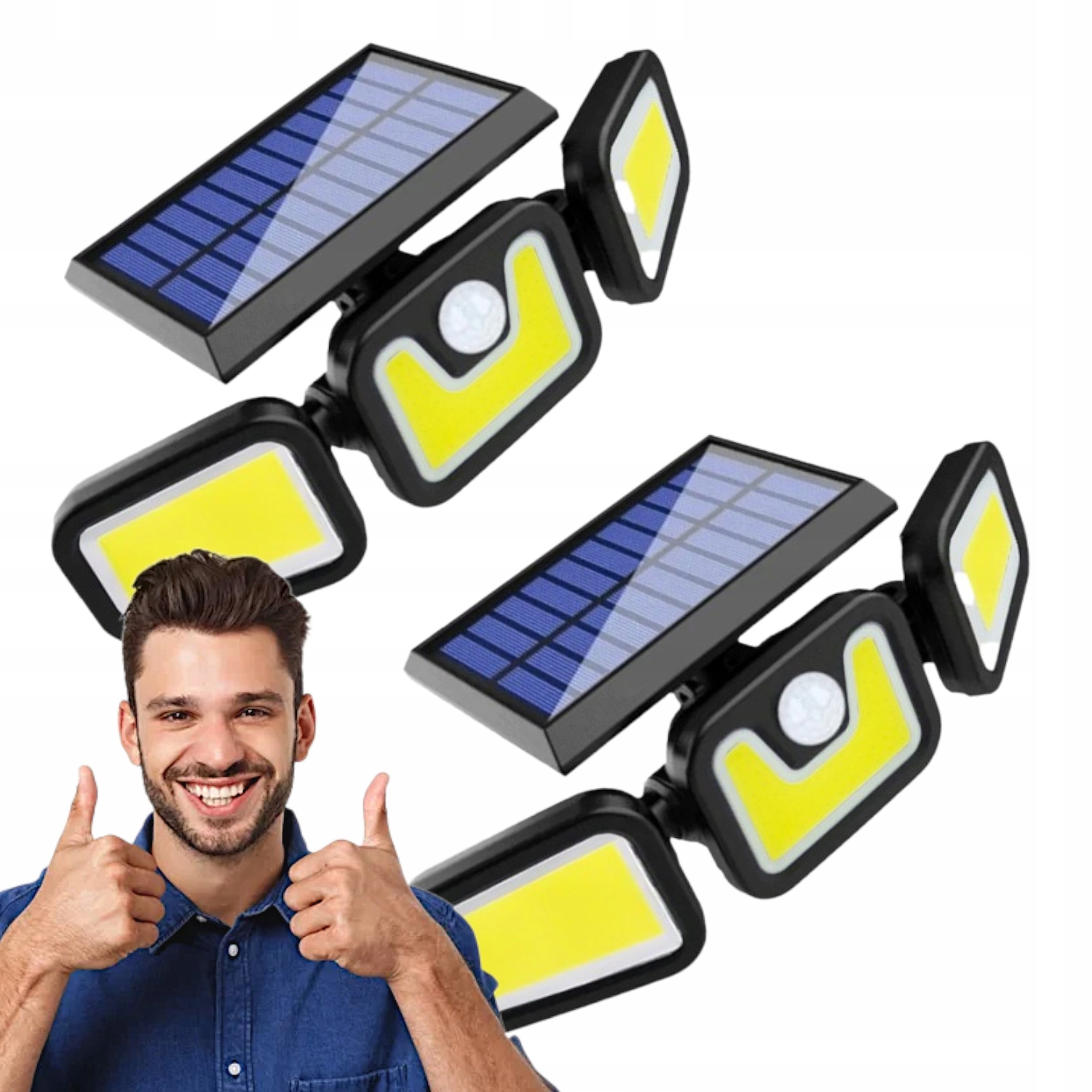 2x Solární Lampa Led lampa IP65 Pouliční zahradní halogenový senzor pohybu soumraku