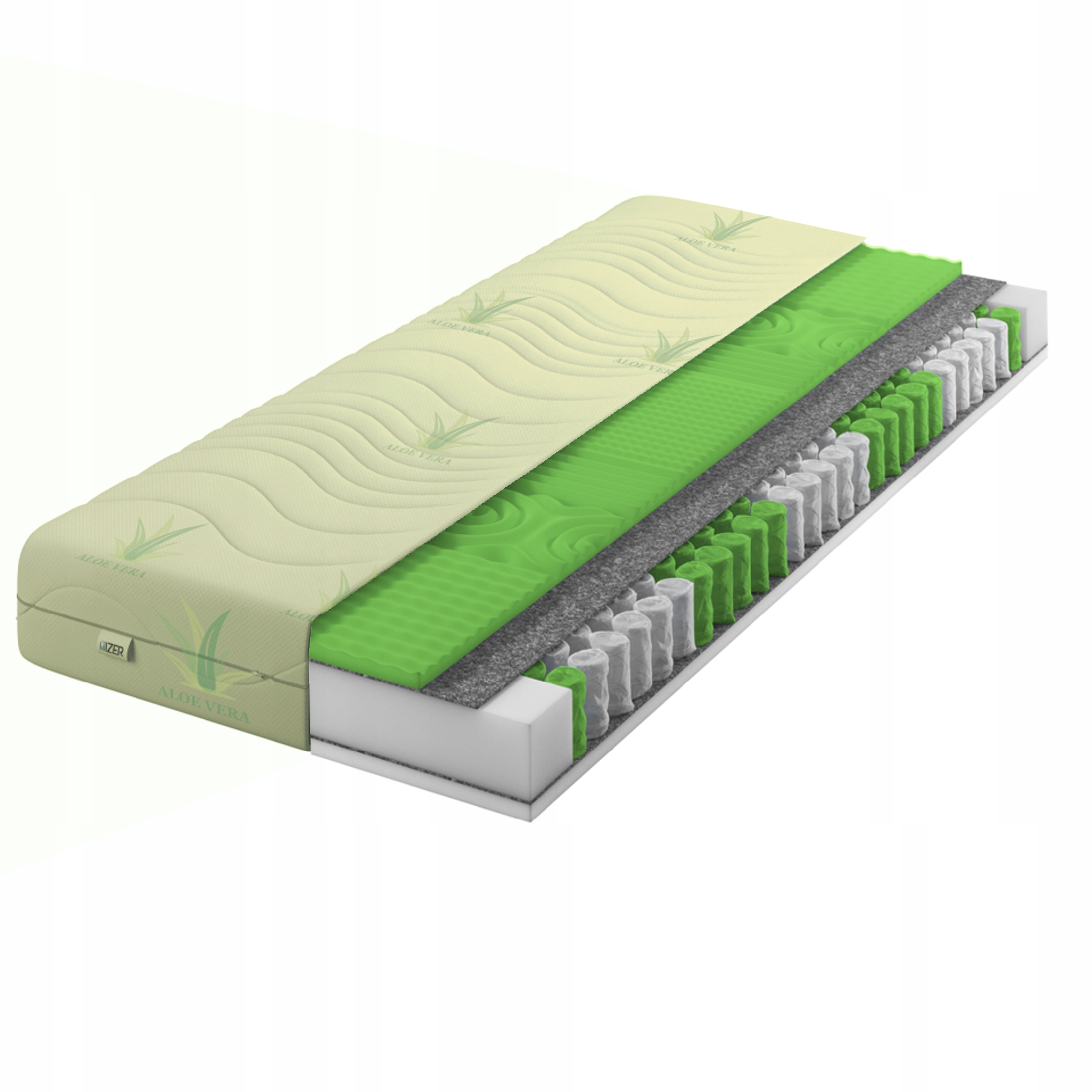 Materac 135x190 kieszeniowy 20 cm H3 Aloe Vera pianka masująca 7-st