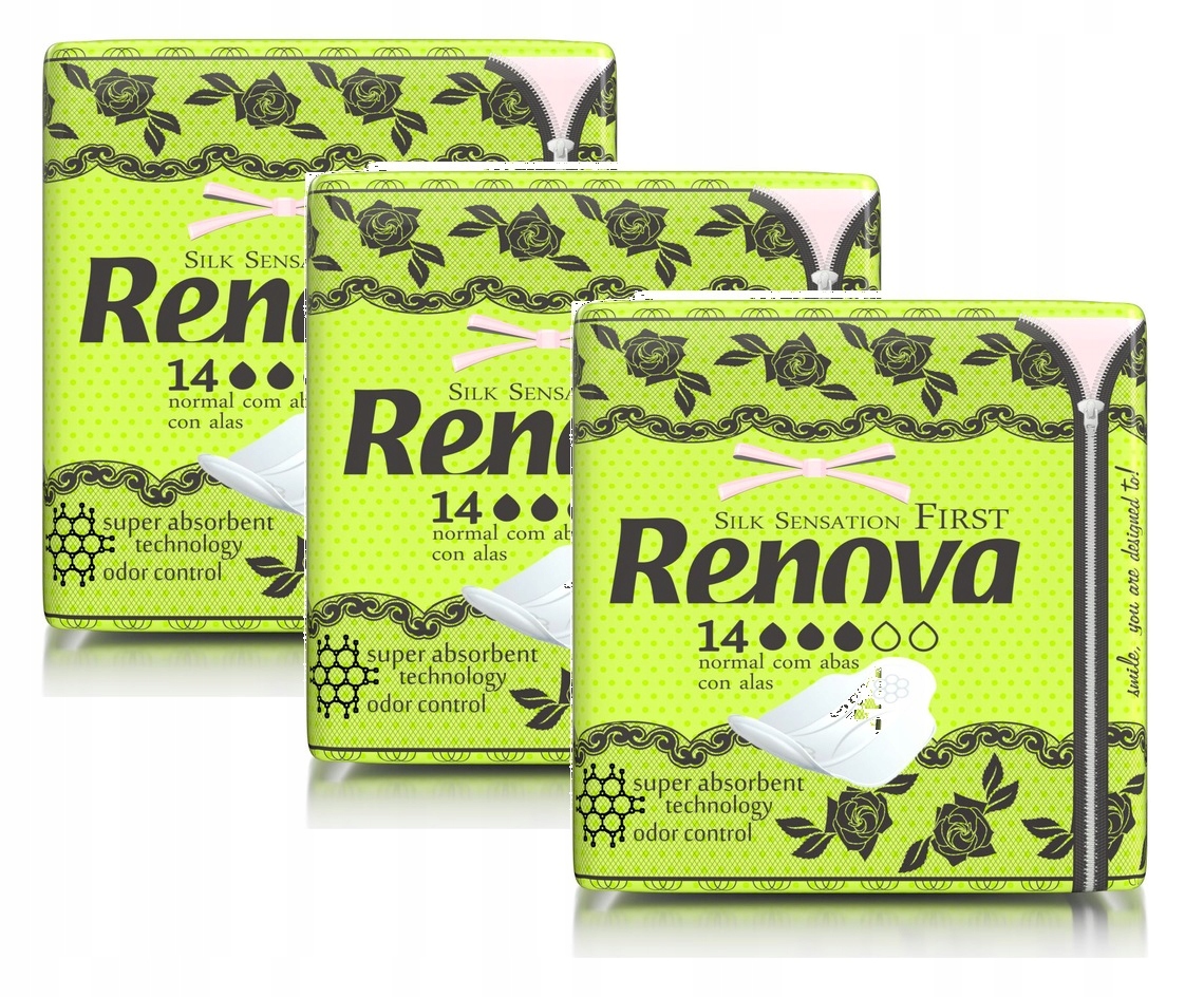 3x Podpaski Renova Normal ze skrzydełkami 14szt