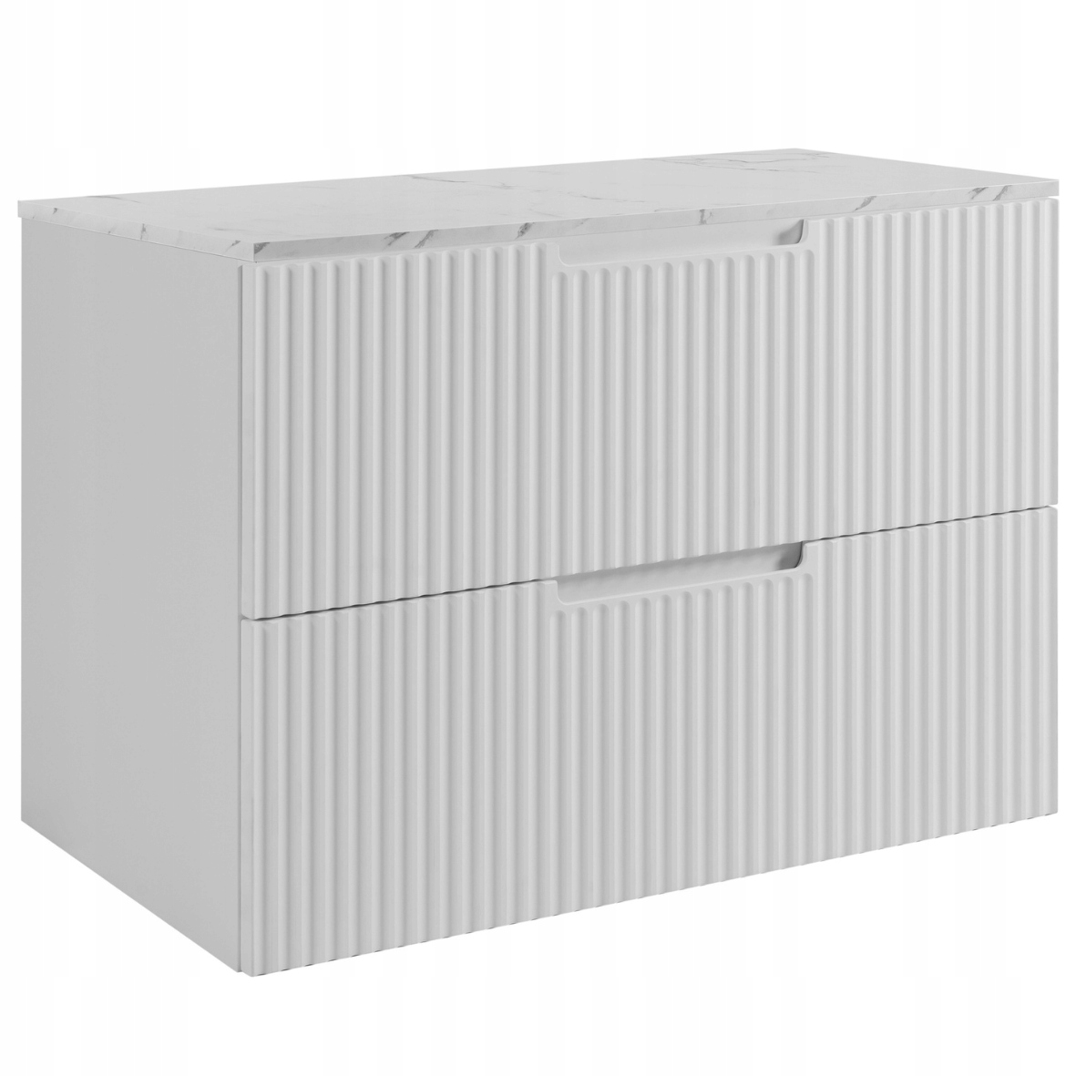 Koupelnová skříňka Pod Umyvadlo 60 bílá Rýhovaná Přední Deska Mramor