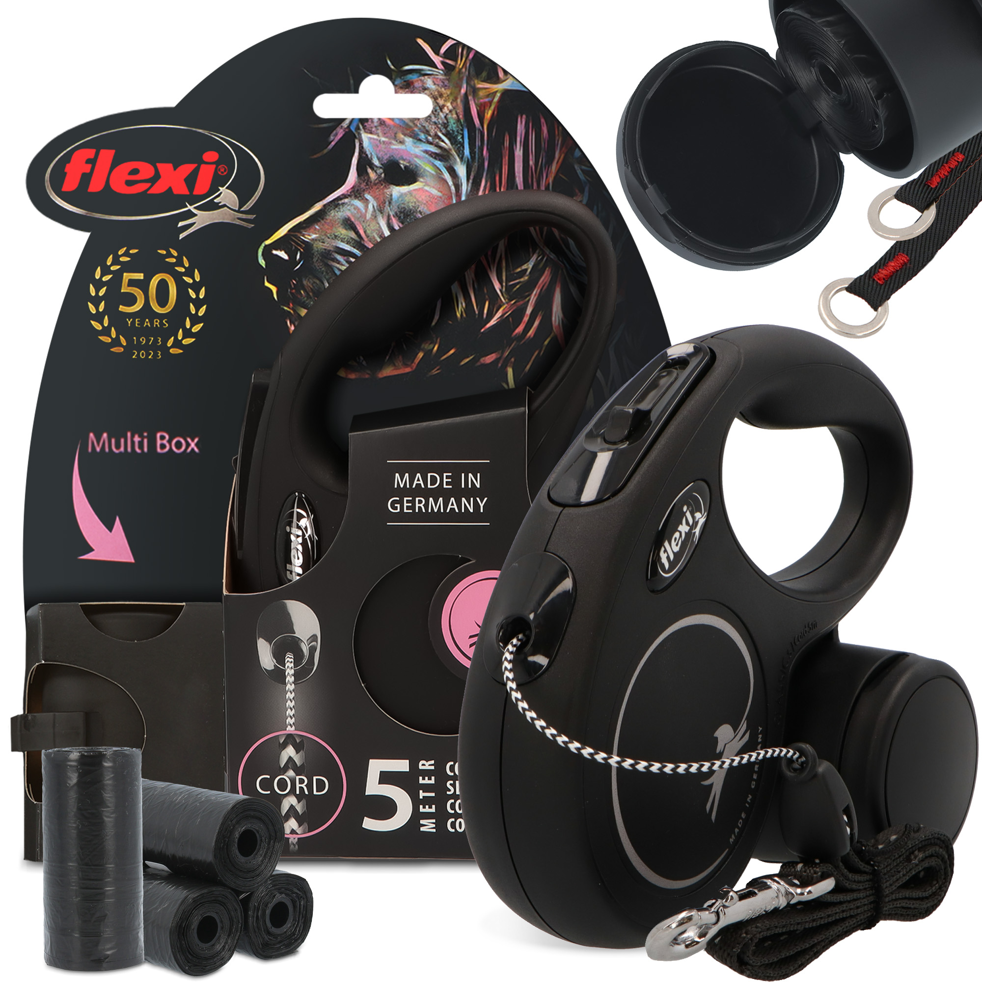 Levně Vodítko Psa Automatická 12 kg Lanko 5 m Kontejner Multi Box Sáčky Hovínka x8 3O