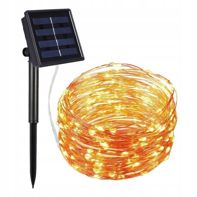 GIRLANDA SOLARNA LAMPKI OGRODOWE DRUCIKI DRUT ŁAŃCUCH 150 LED 15m Średnica kuli 0.5 cm