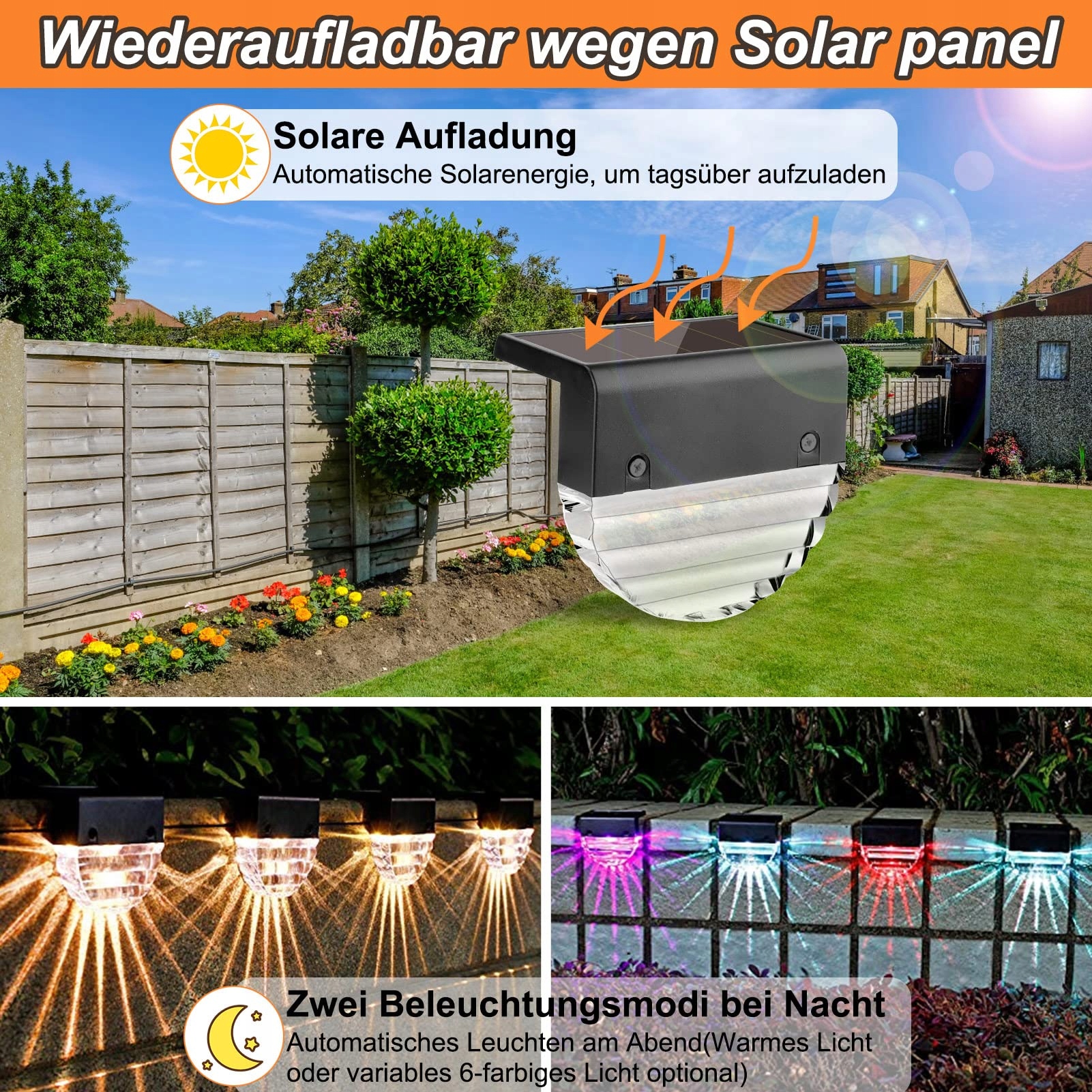 FUQIDUO Solarlampy Zewnętrzne IP65 LED 2 Tryby Ogród Taras 6 Sztuk — miniatura 2