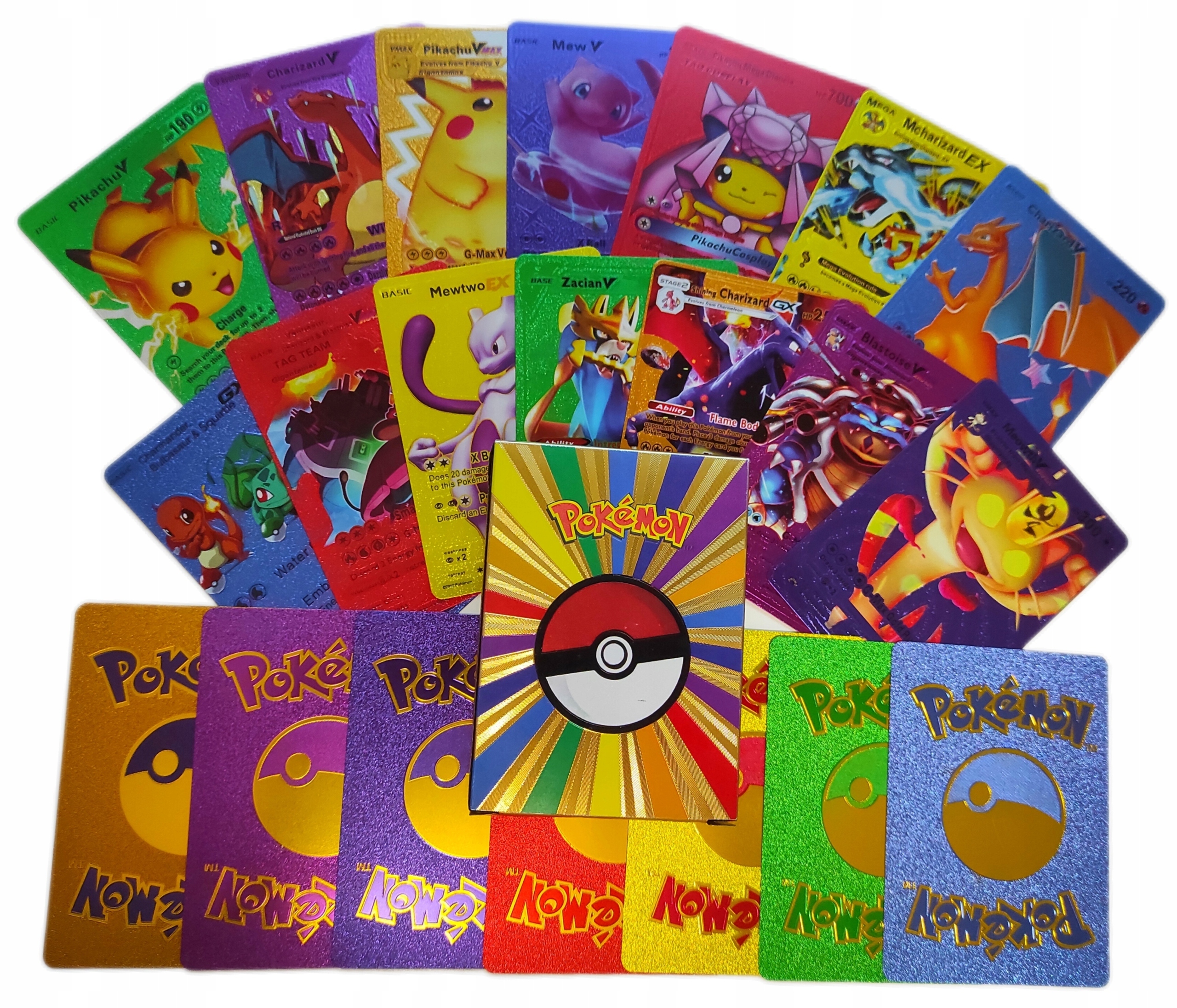 

Unikatowe Kolorowe Złote Karty Pokemon 55 Szt