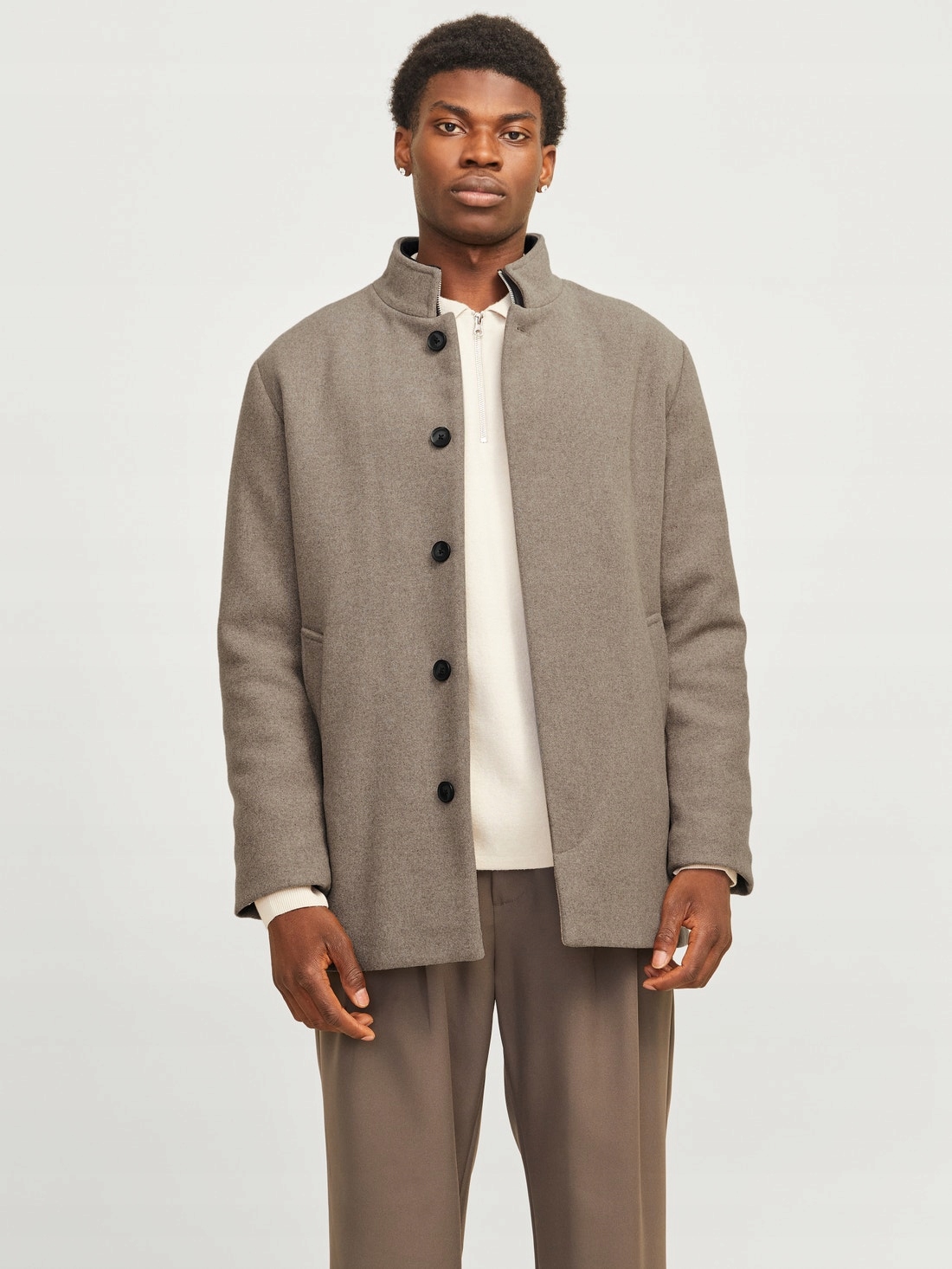 Jack & Jones Béžový Klasický Kabát S Vlnou A Zapínáním M 7AA