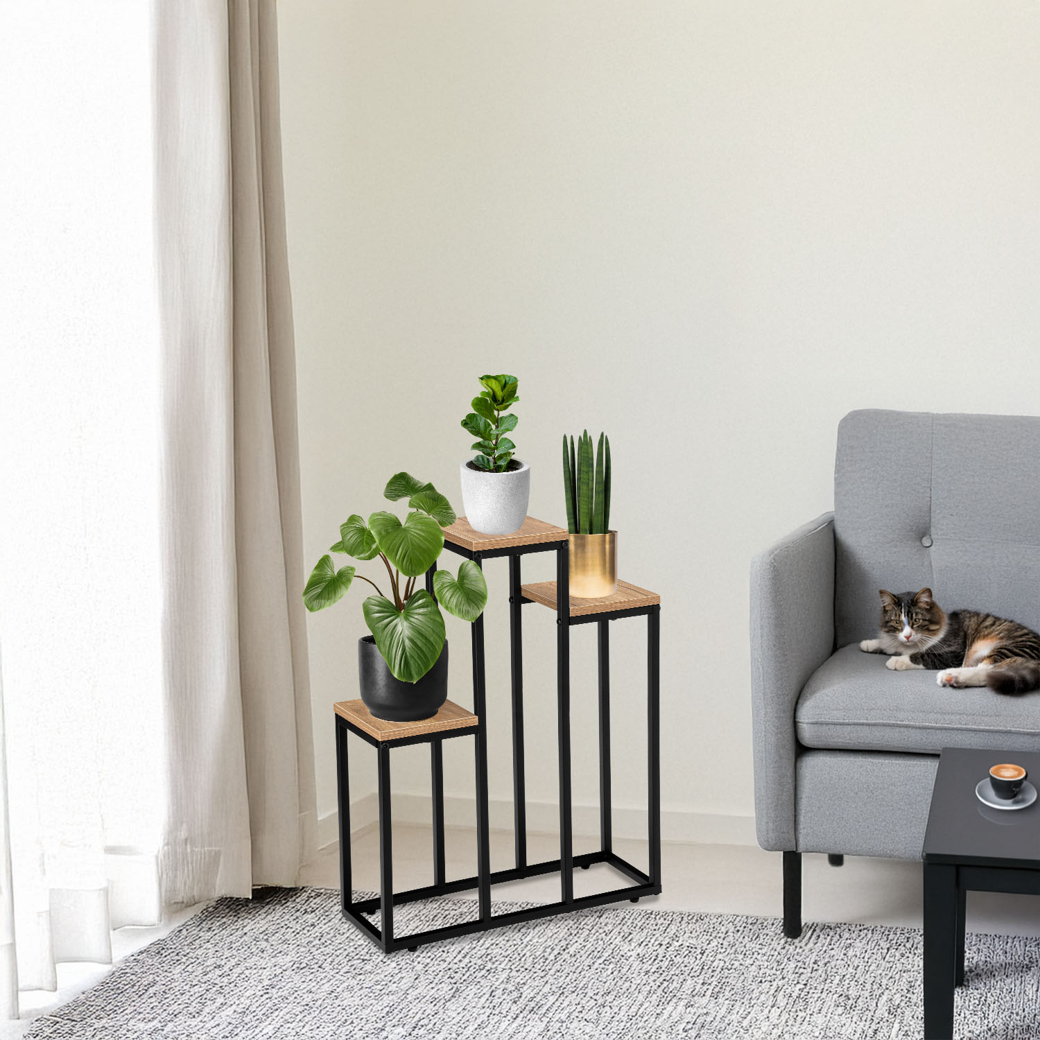 KWIETNIK STOJĄCY METALOWY Z PÓŁKAMI STOJAK NA KWIATY LOFT 3 POZIOMY 67 CM Stan opakowania oryginalne