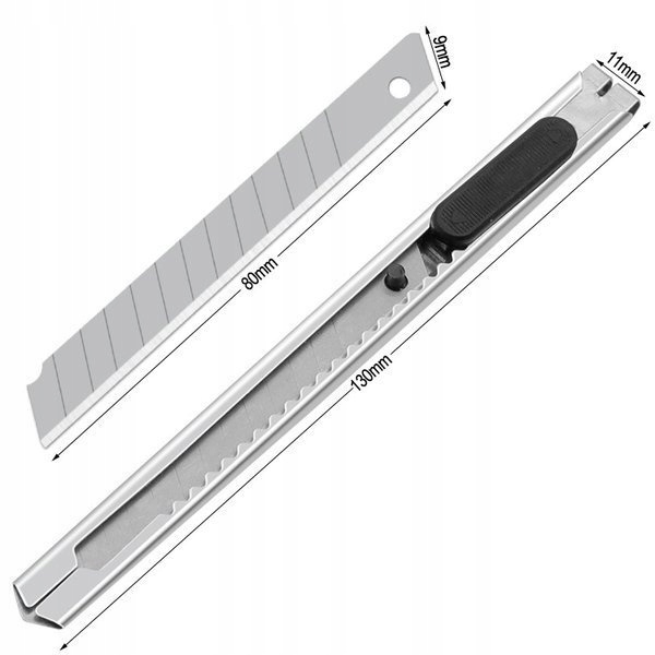 Nożyk uniwersalny - z wysuwanym ostrzem 9mm - nóż do tapet papieru Rodzaj do papieru do tapet
