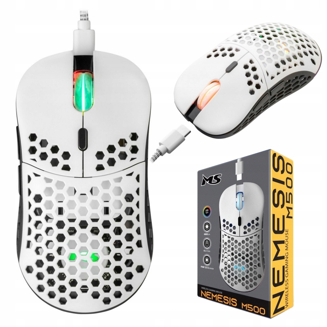 Bezdrátová myš Ms Nemesis M500 Rf 4800dpi 6 tlačítek bílá akumulátor