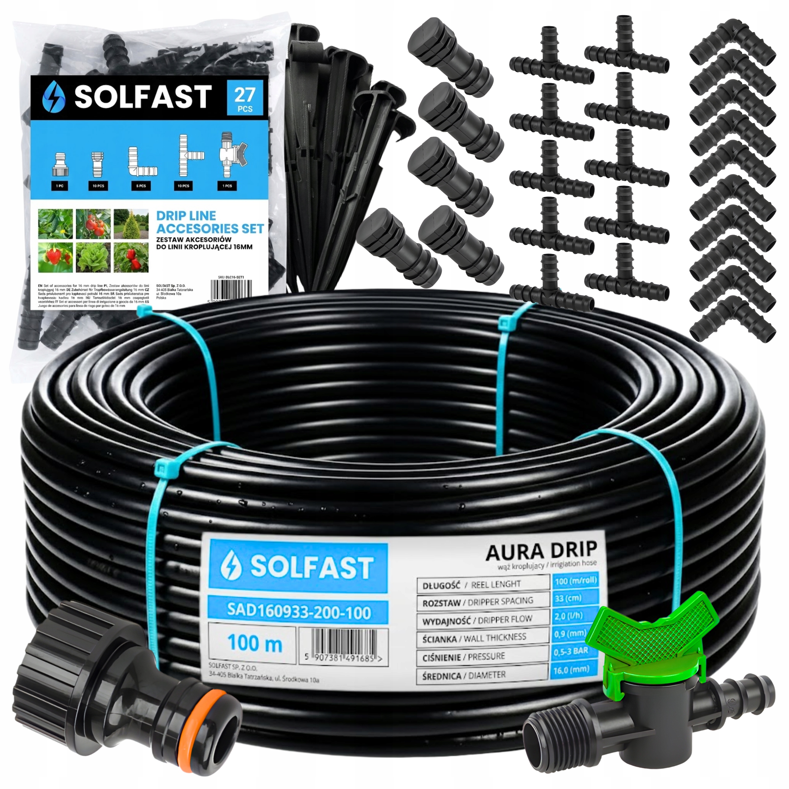 Kapková Závlaha 100 m Kapkové Zavlažování Sada 77 el. Systémem Hadice Trubka