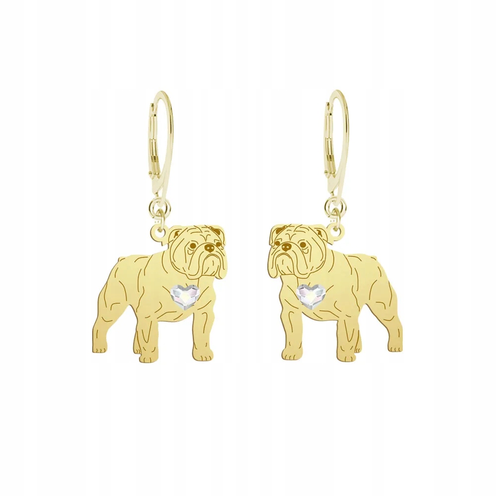 Náušnice Zlaté se psem plemene English Bulldog 925 Bigiel Dárek Gravírování