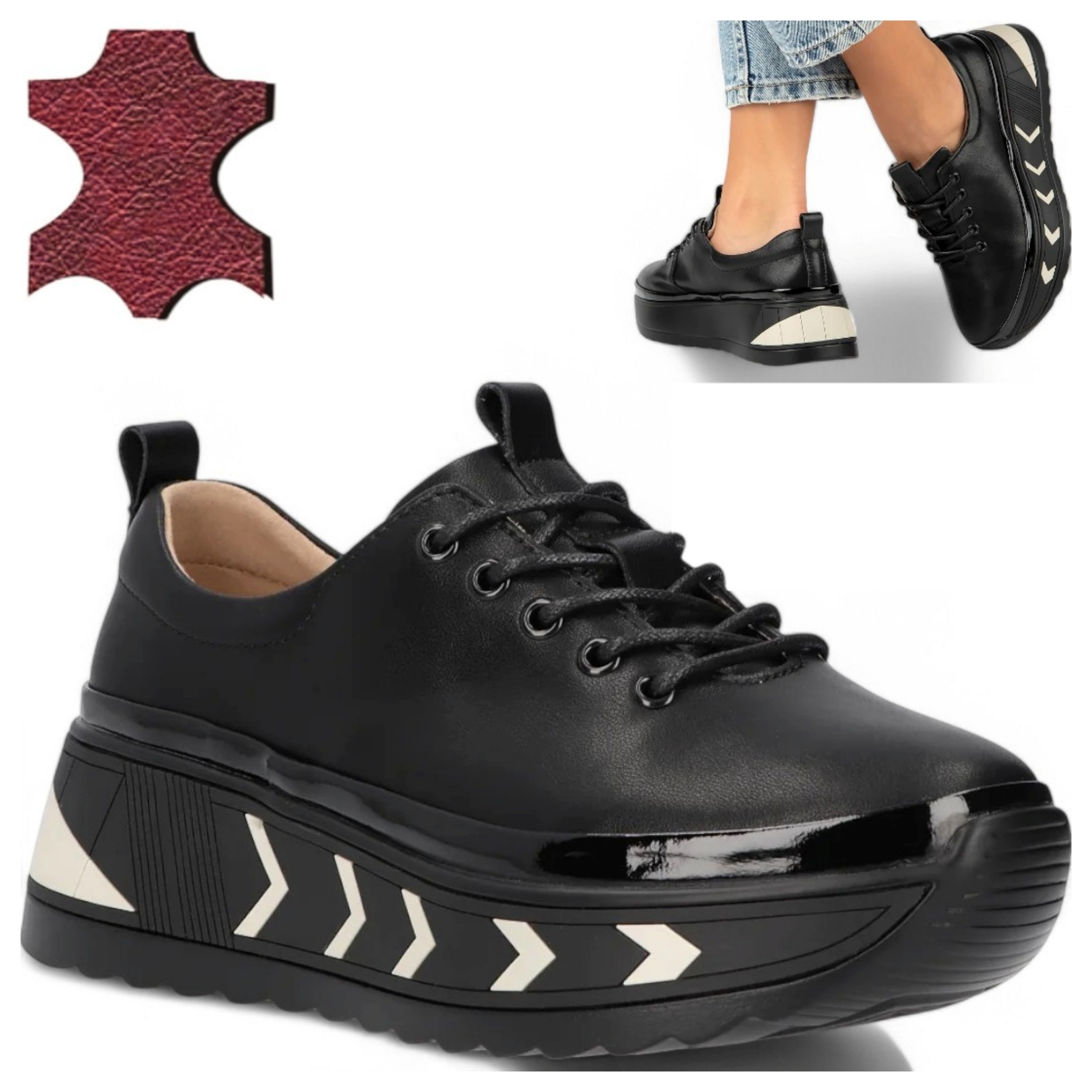 Kožené polobotky na platformě 36 Dámské pohodlné šněrovací tenisky Filippo