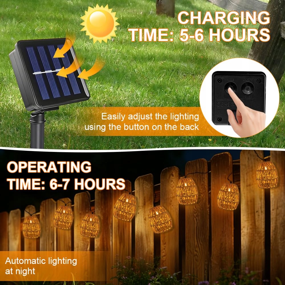 PAPIERSEIL Solarna Lampa LED IP65 Na Zewnątrz 3.6m Do Ogrodu i Balkonu — miniatura 5