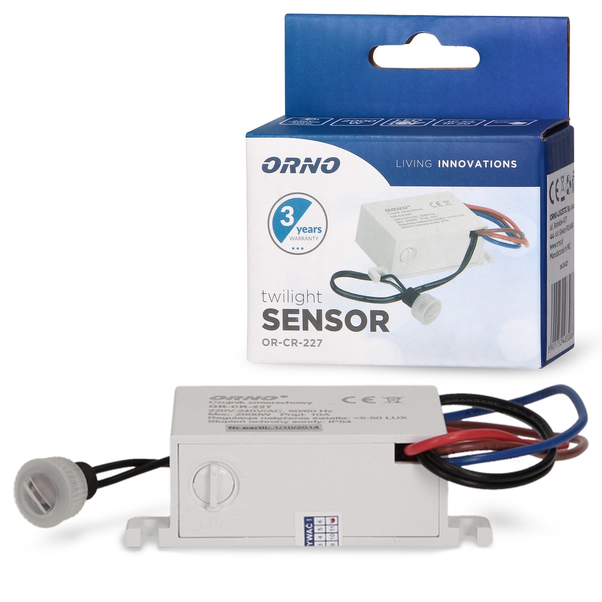 

Czujnik zmierzchowy z zewnętrzną sondą, IP54 2000W