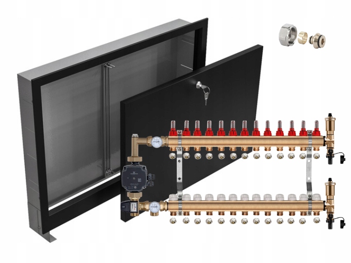 Mosazný Rozdělovač 13 S Čerpadlem Grundfos Podomítková Skříňka Černá Pex