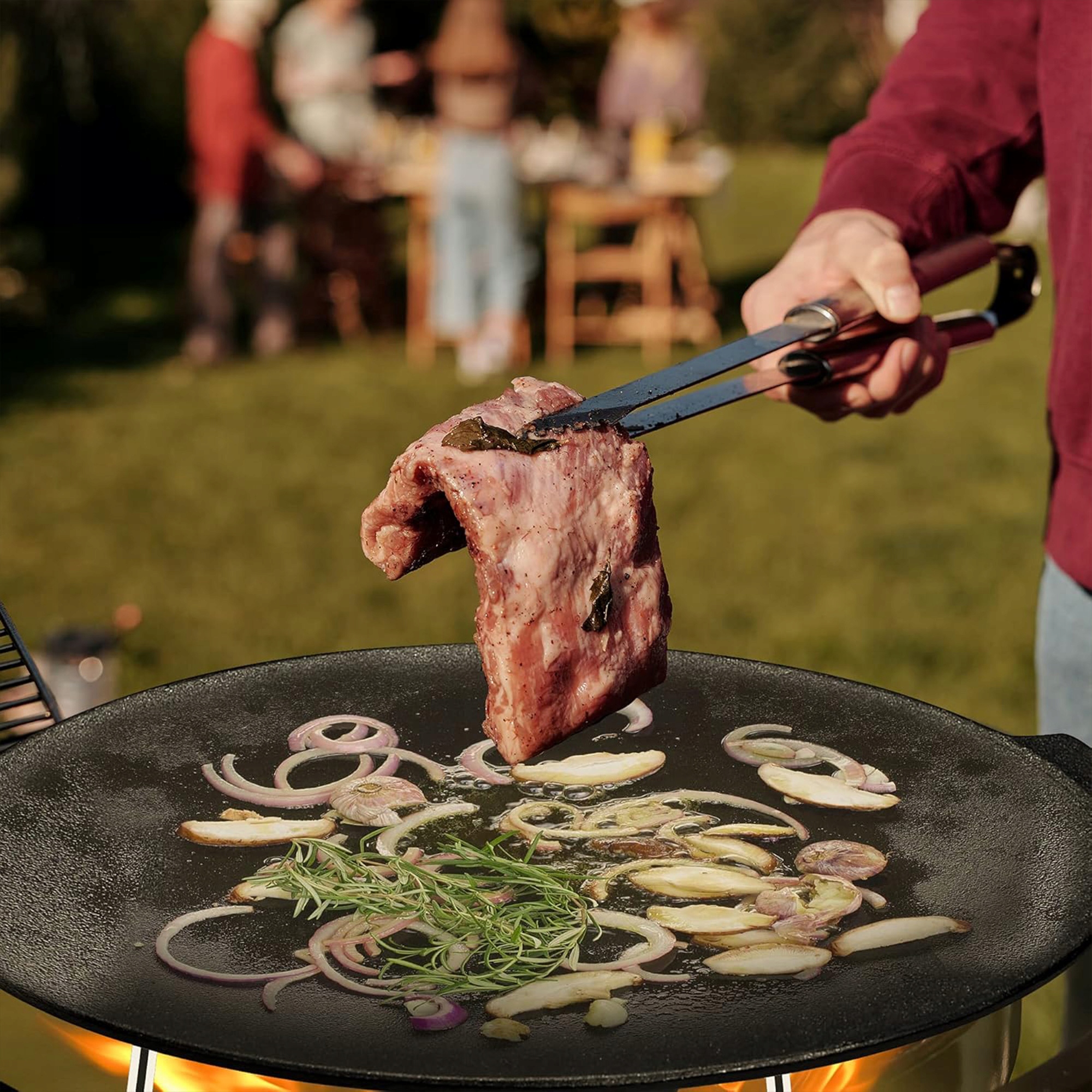 PŁYTA ŻELIWNA GRILLOWA 45 CM Z 3 NÓŻKAMI PATELNIA WOK NA OGNISKO PALENISKO