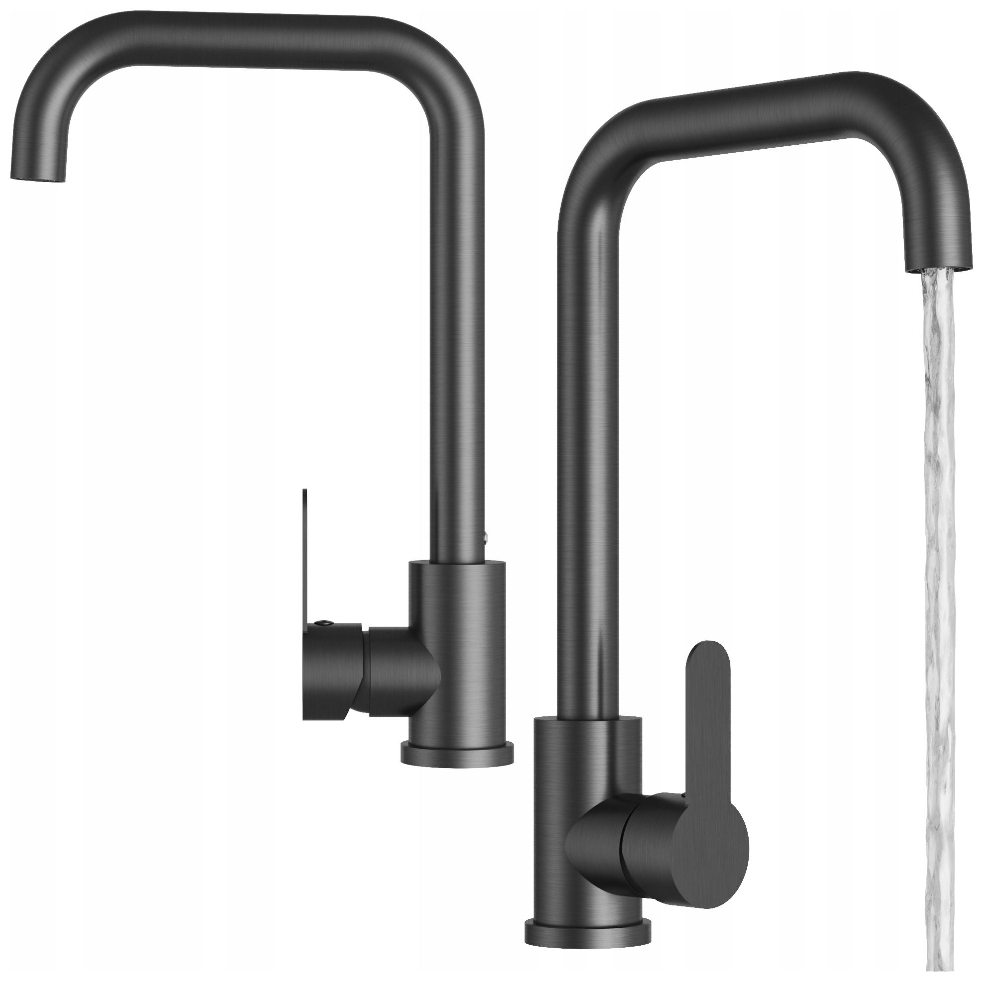 Kuchynská Batéria Do Umývadla Gun Grey Kohútik Vysoký, Zaoblený Steel