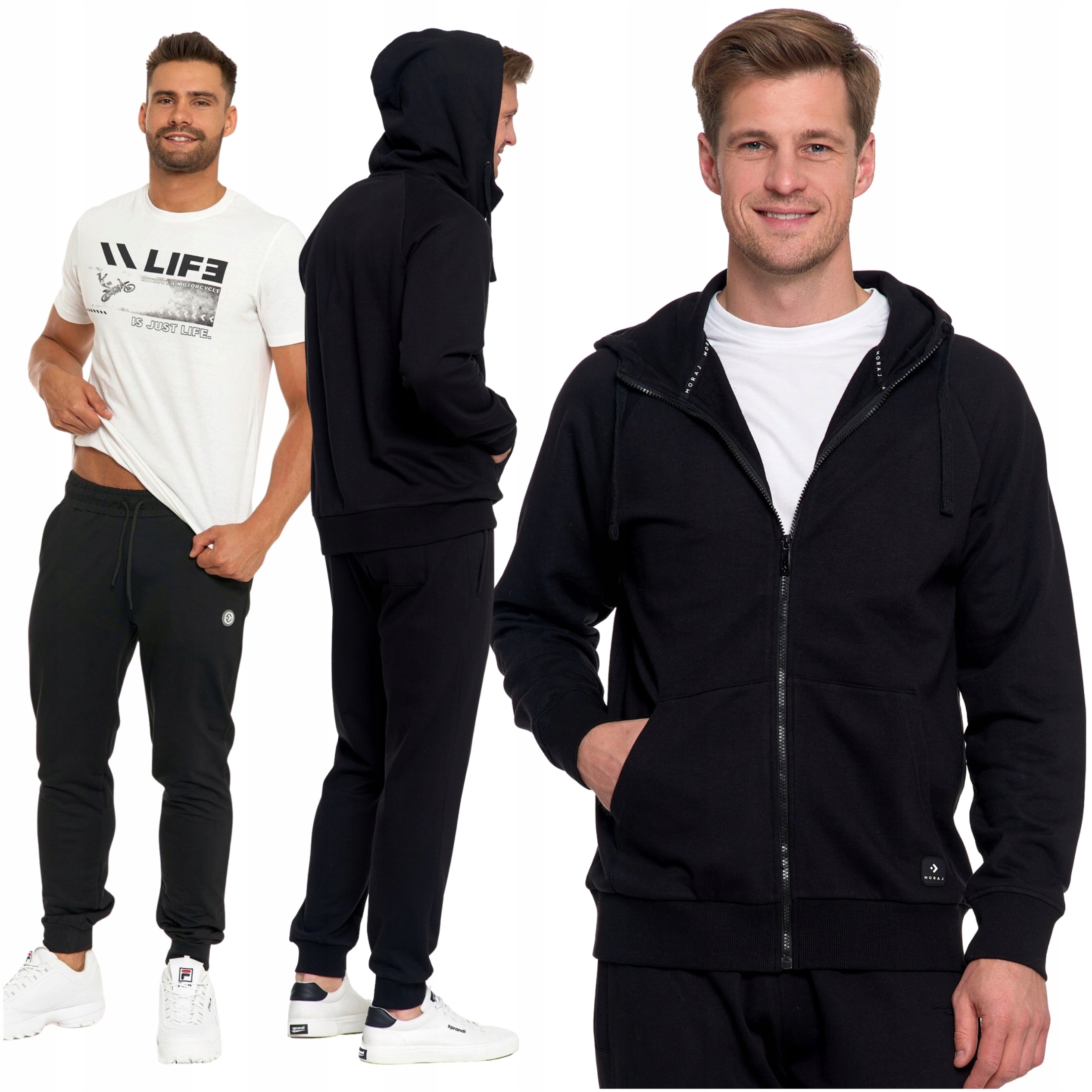 Teplákovka Pánské Kalhoty s kapsami Pánská rozepínací mikina s kapucí Moraj XXL