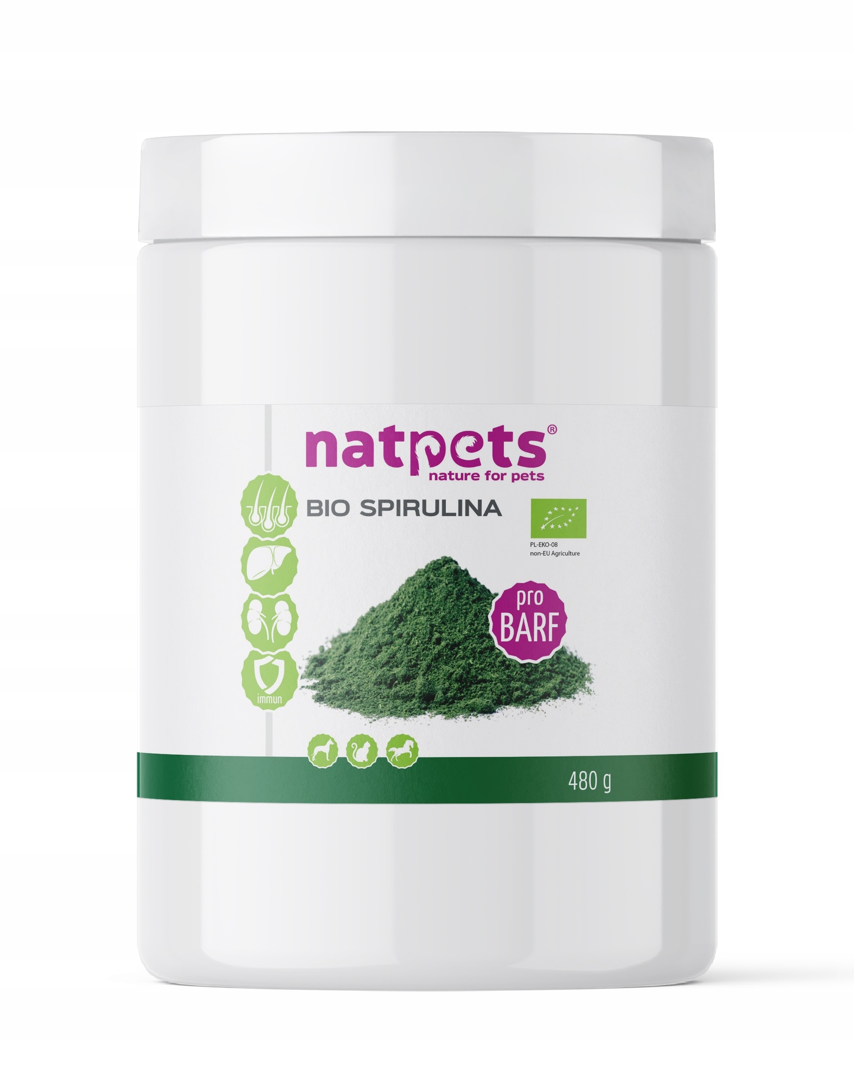 Levně Bio Spirulina mletá 480 g pro zvířata (pes, kočka, kůň) NatPets