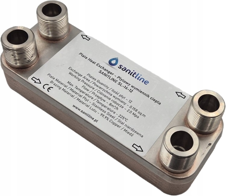 Výměník Tepla 12-deskový Sanitline SL14-12 Výkon 18 kW 4x 3/4"