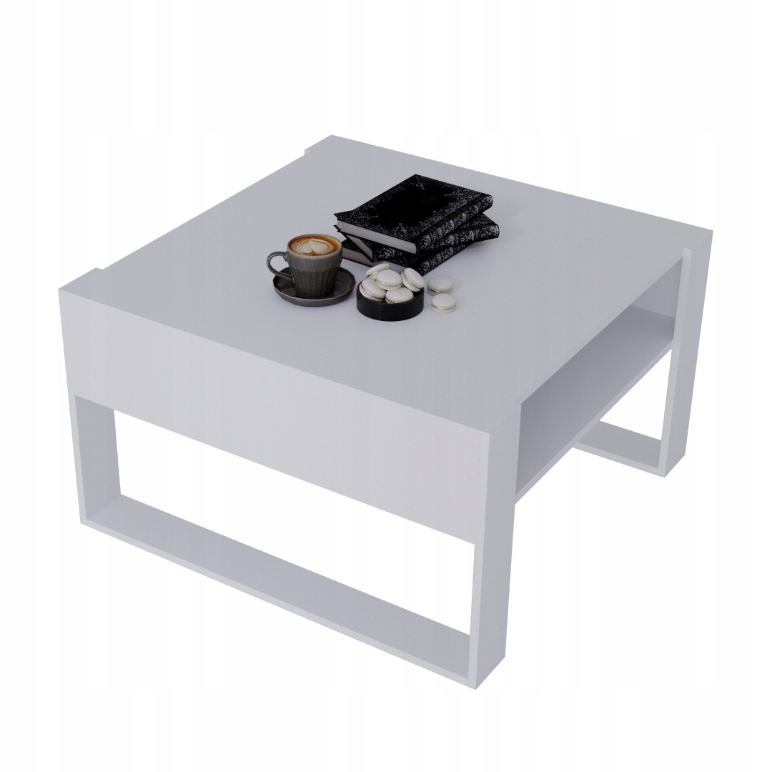 Kávový stolek Karo lavice loft retro bílý stůl 71,5 x 68 cm