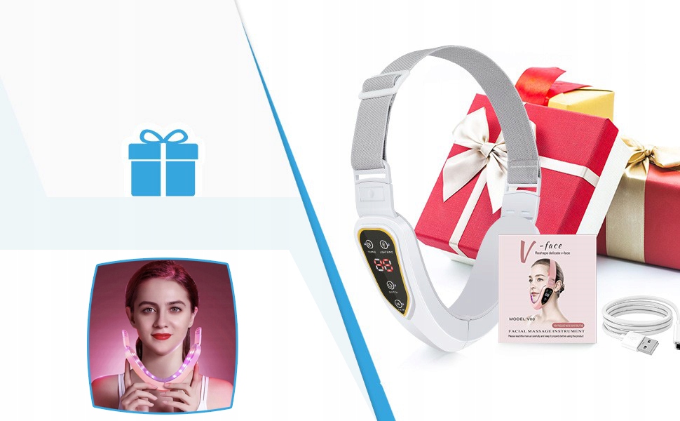 MASAŻER TWARZY LIFTING V PODBRÓDKA TERAPIA LED 2w1 Typ pulsacyjny