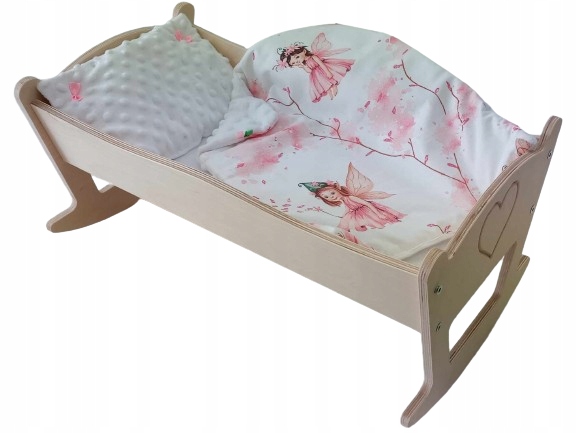 KOŁYSKA DLA LALEK GRAWEROWANA Z POŚCIELĄ