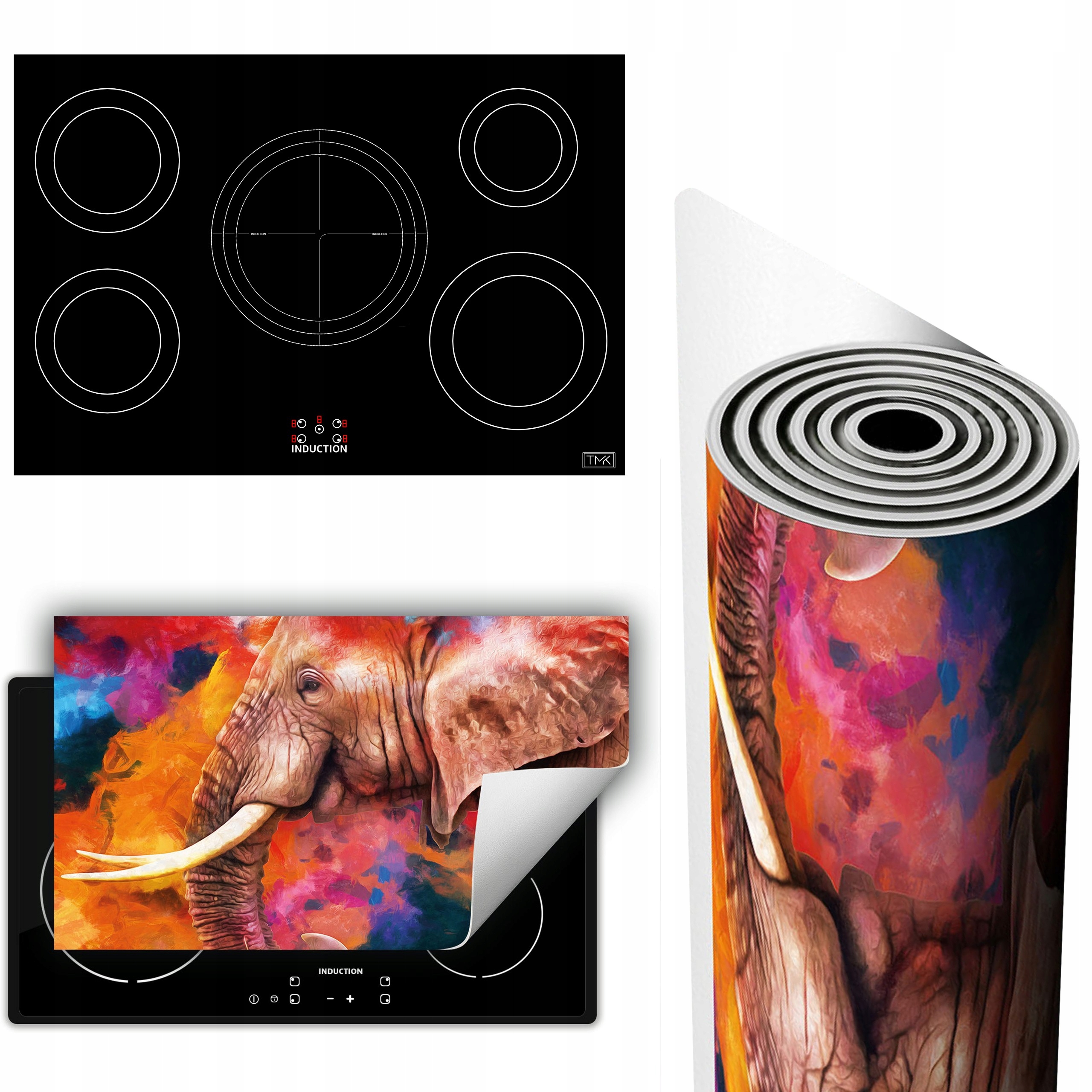 Vinylová Podložka Ochrana Kuchyňské Desky 90x52 barevná slon