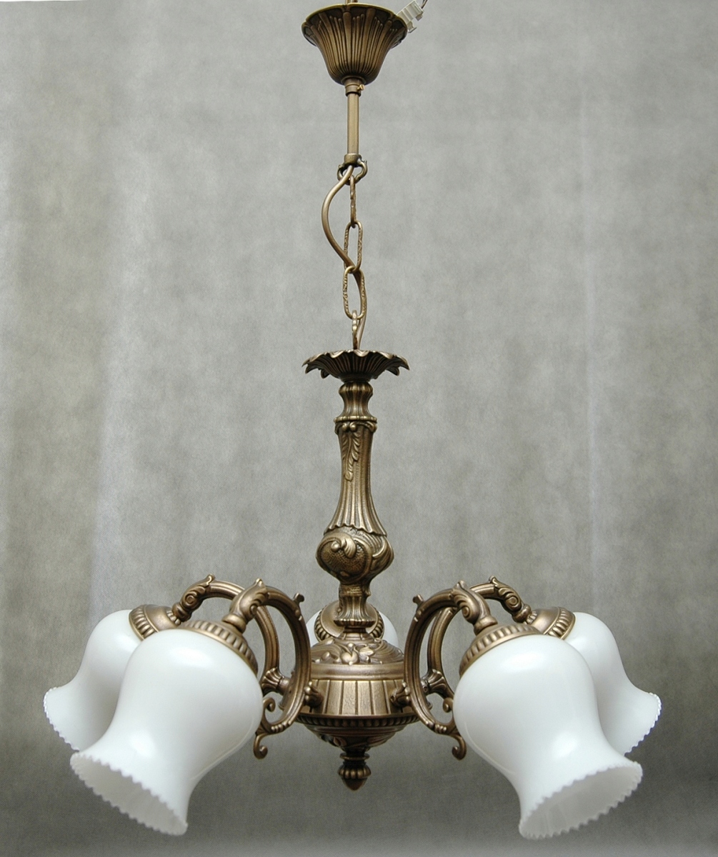 Mosadzný luster, závesná mosadzná lampa