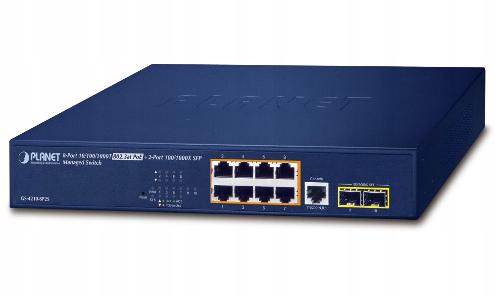 Planet GS-4210-8P2S PoE switch L2 L4, 8x 1000Base-T, 2x Sfp, Web SNMPv3