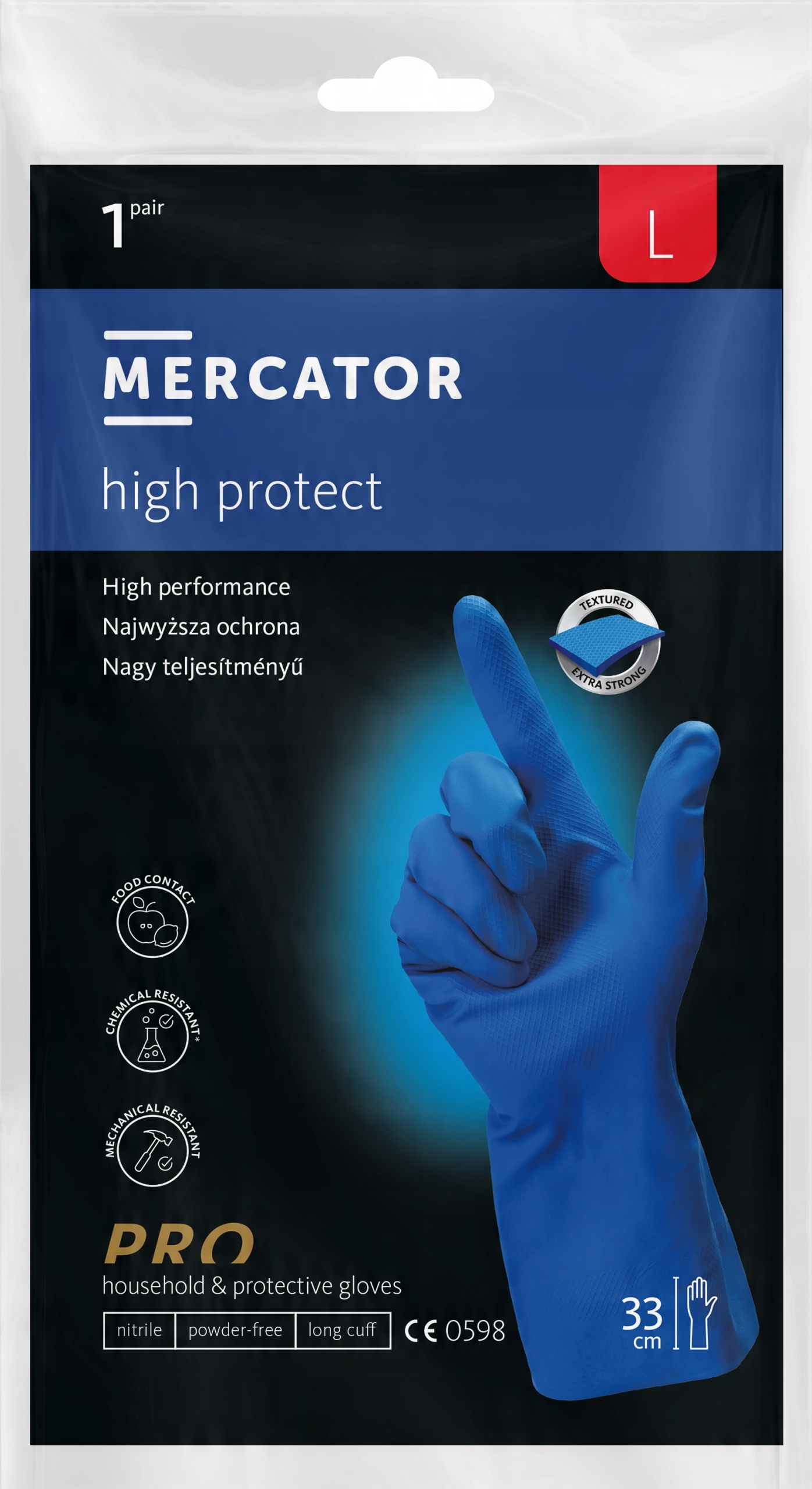 

Rękawice chemiczne Mercator high protect L 1 para