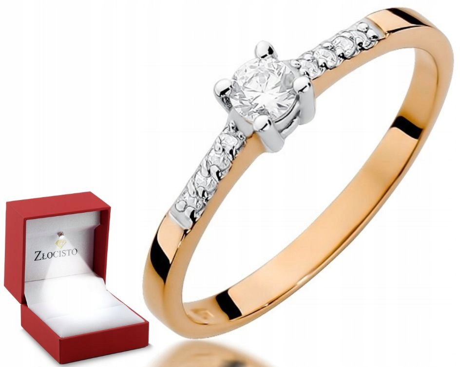 Różowe złoto pierścionek diamenty brylanty 0,22 Ct