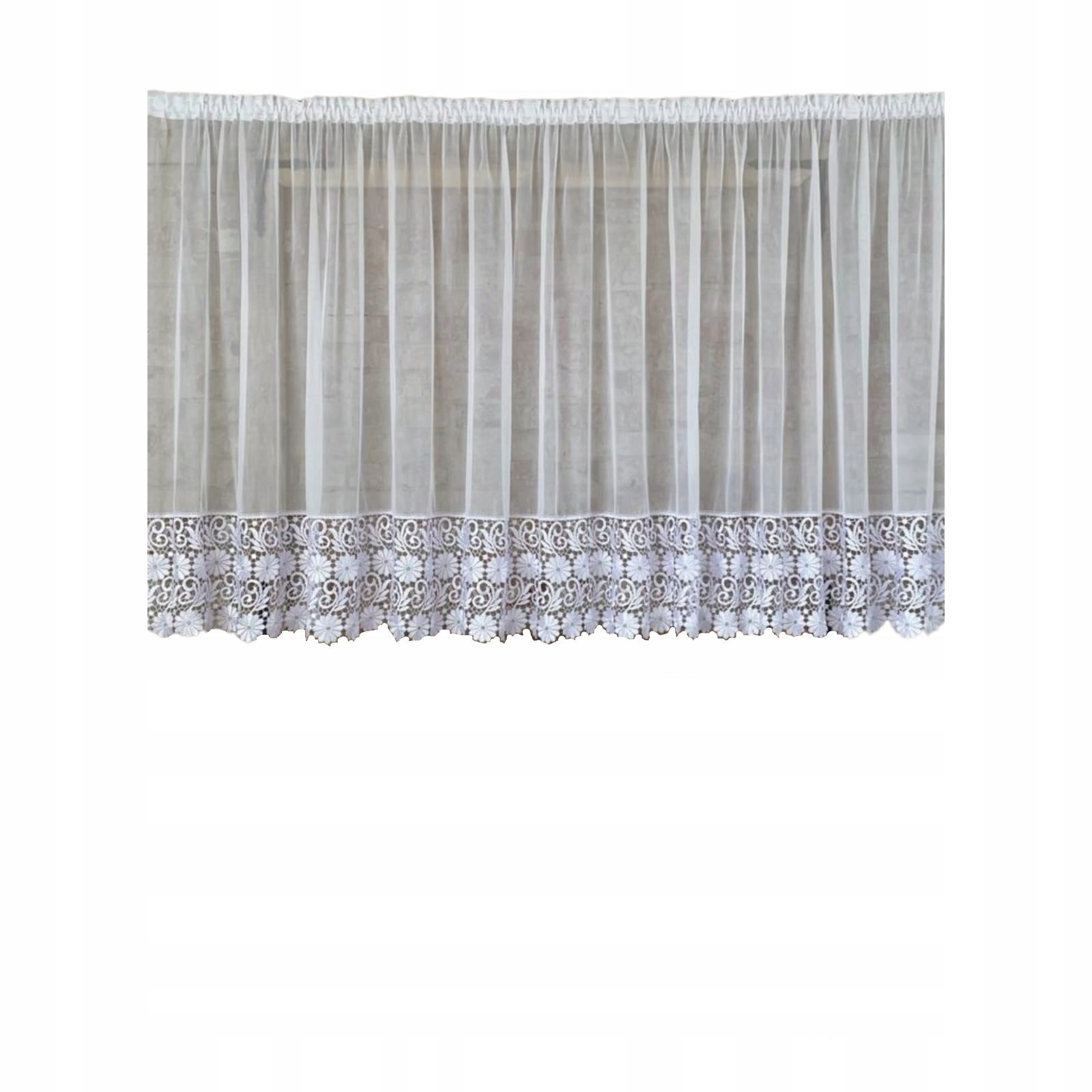 Hotová záclona 600x130, rovná, voál,gip. 30 cm Kvet