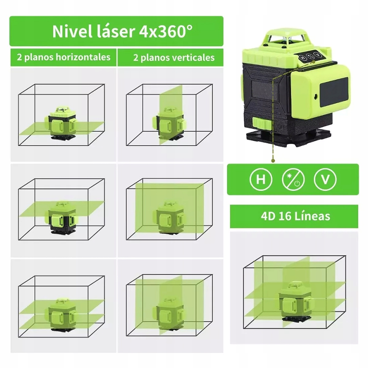 Xueliee 16-line 4D samopoziomujący poziom lasera 2 baterie Stopień ochrony IP54