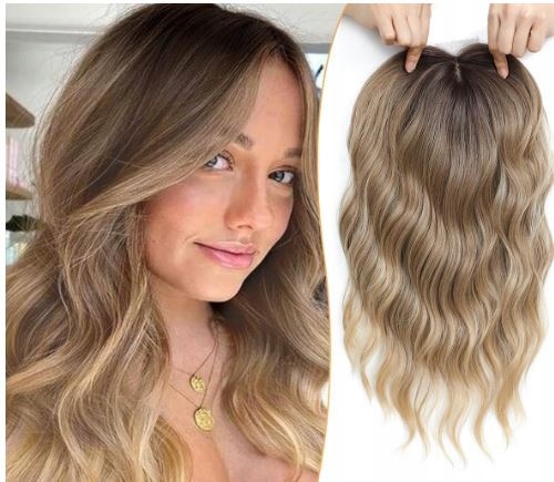 Topper 40 cm, Nástavec na vlasy Hříva Pramínková Hnědá Ombre RHT6/10H/27#
