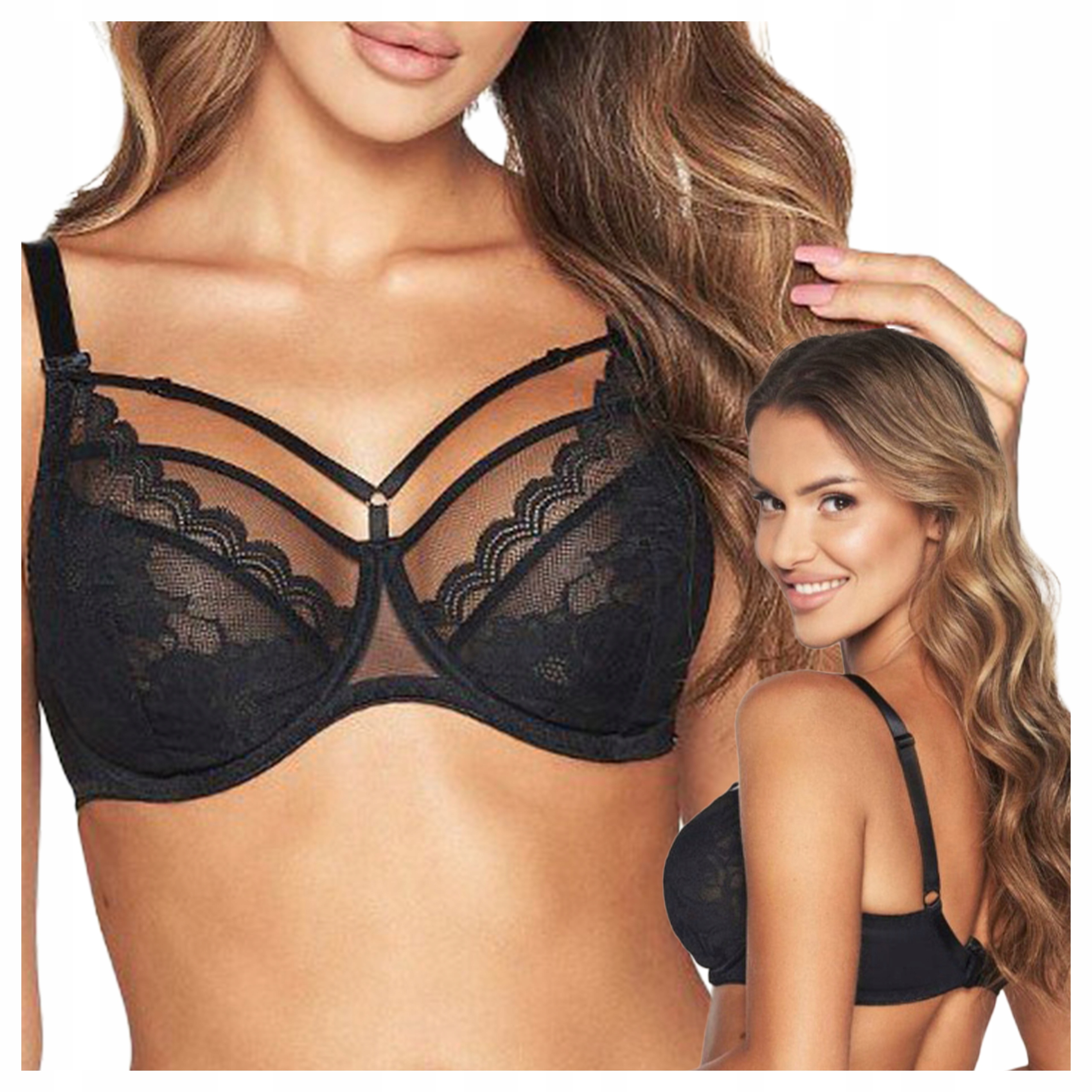 Měkká podprsenka s ozdobnými proužky Alice III SC-931 Černá 105C